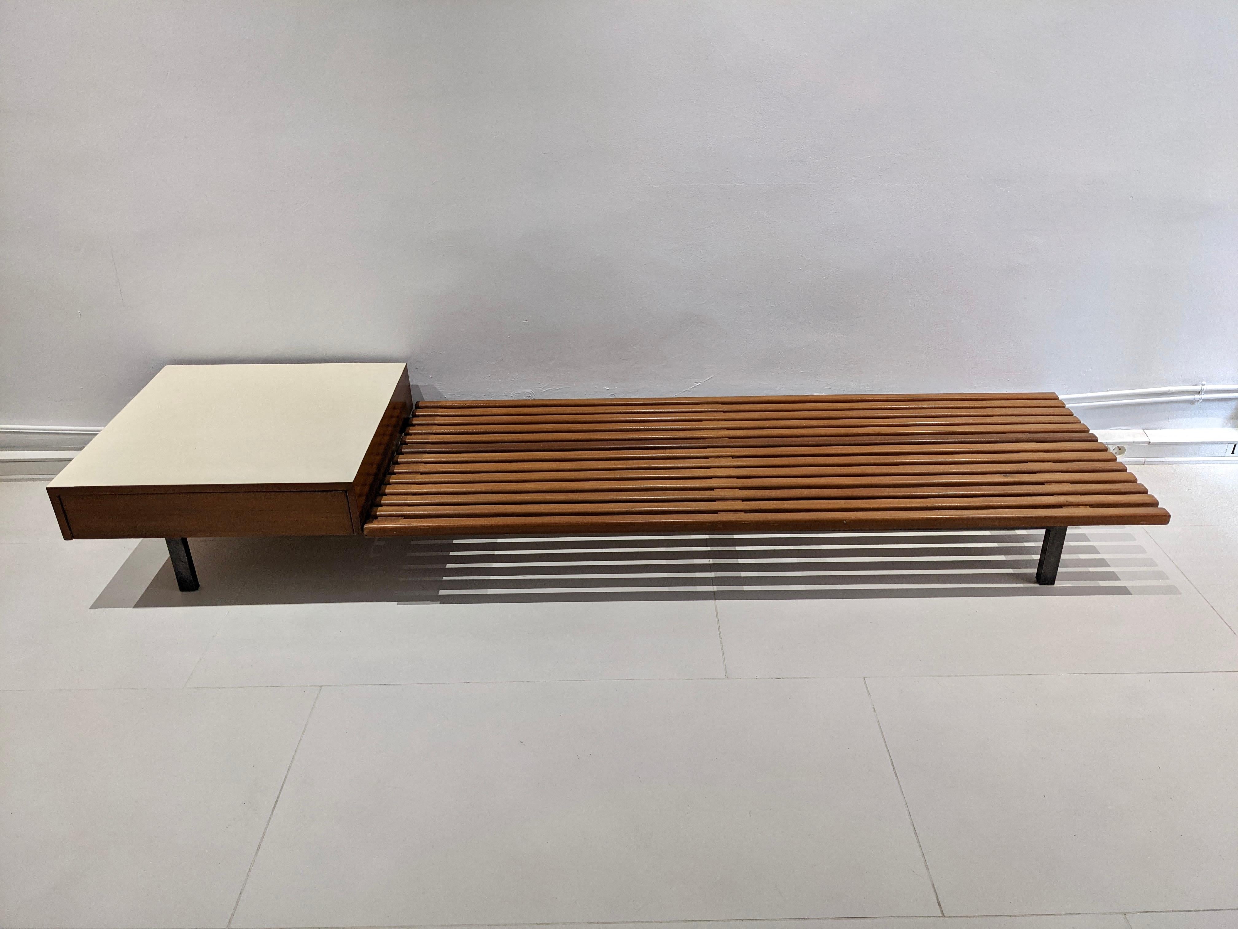 Charlotte Perriand, Cansado Bench with Drawer, 1954 3