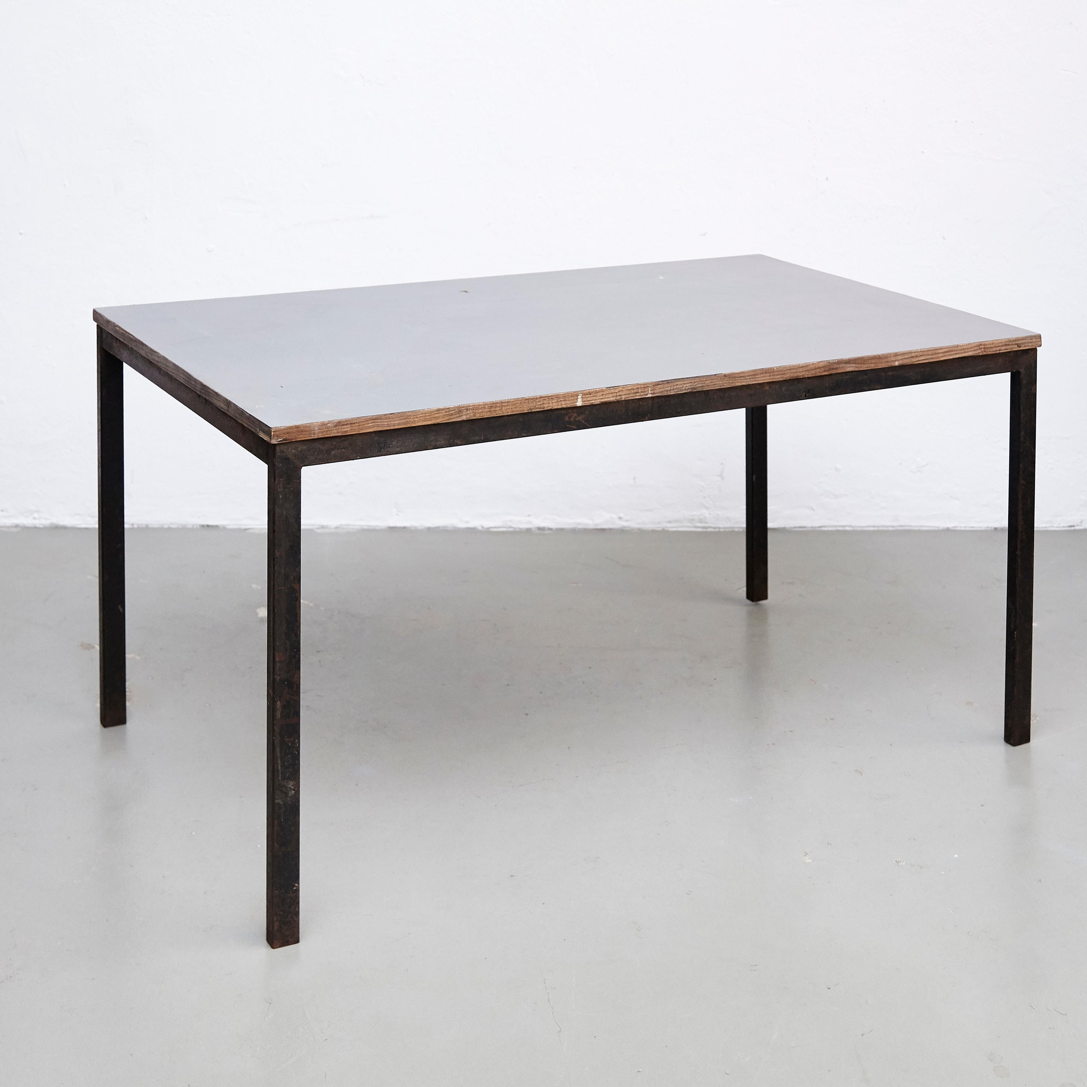 Mid-Century Modern Charlotte Perriand, Mid Century Modern, Wood Metal Cansado Table, circa 1950