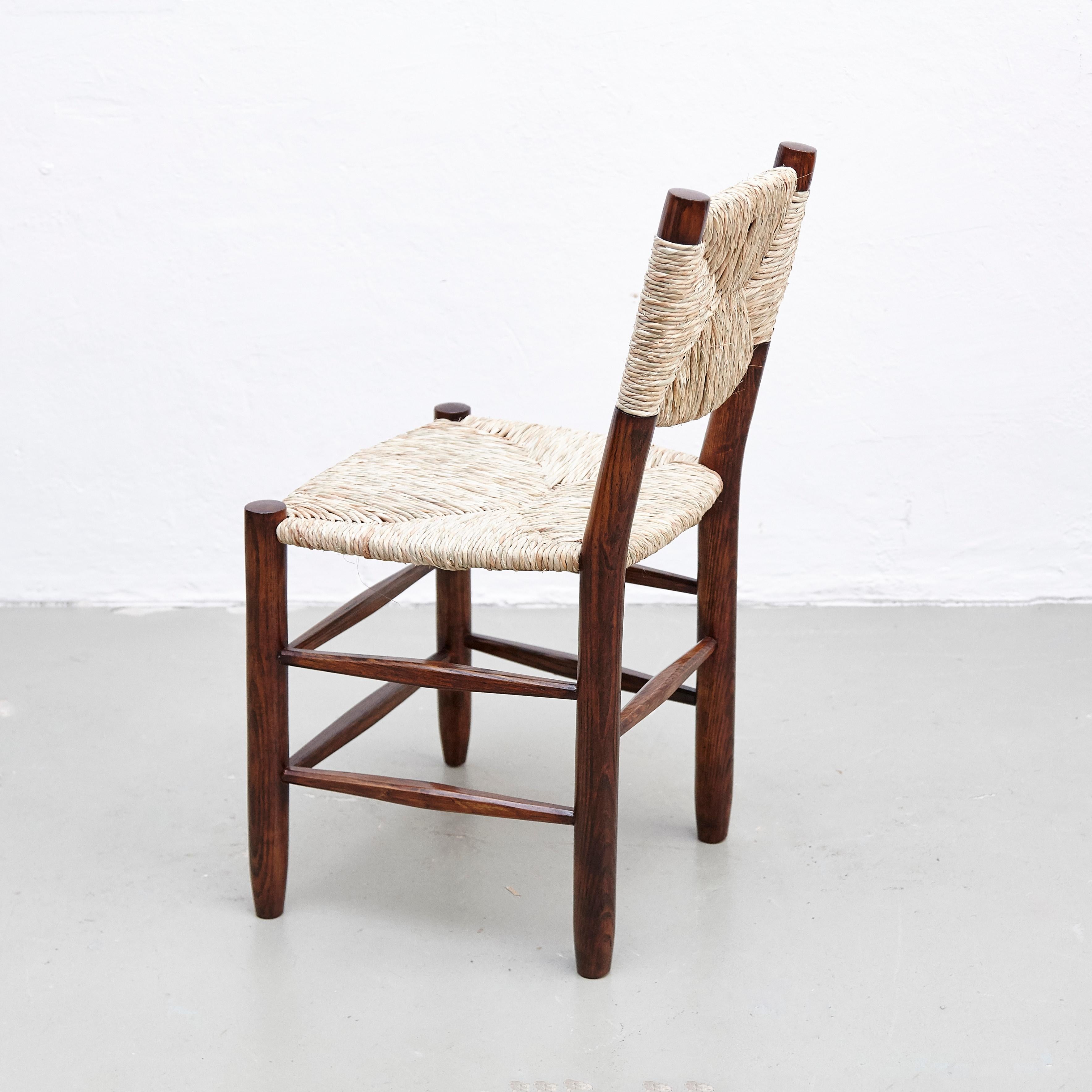 Mid-Century Modern Charlotte Perriand, Mid Century Modern, Oak Rattan, Model 19 Bauche Chair, 1950