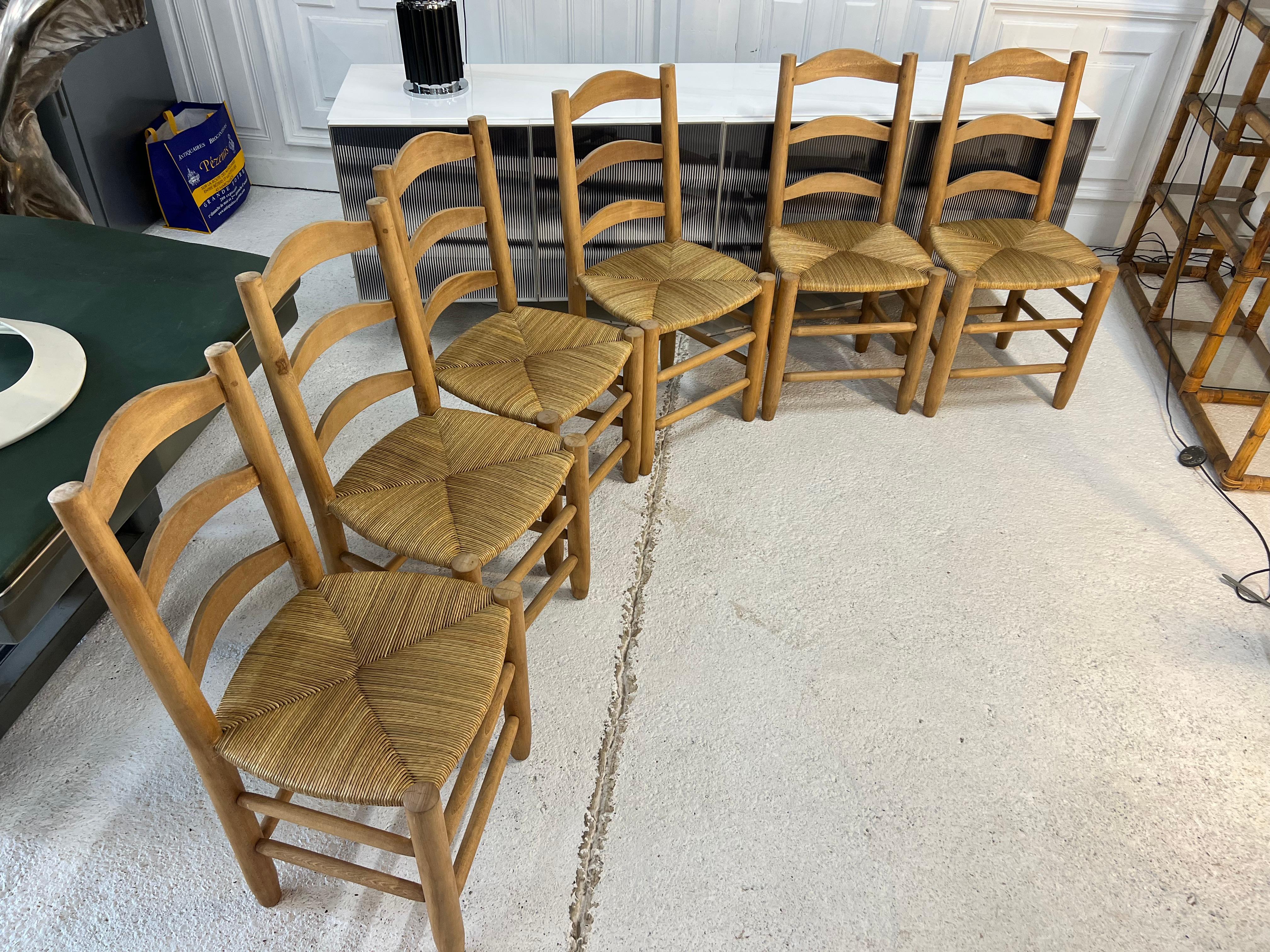 Charlotte Perriand Chairs , French Dining Chairs 1960’s 6