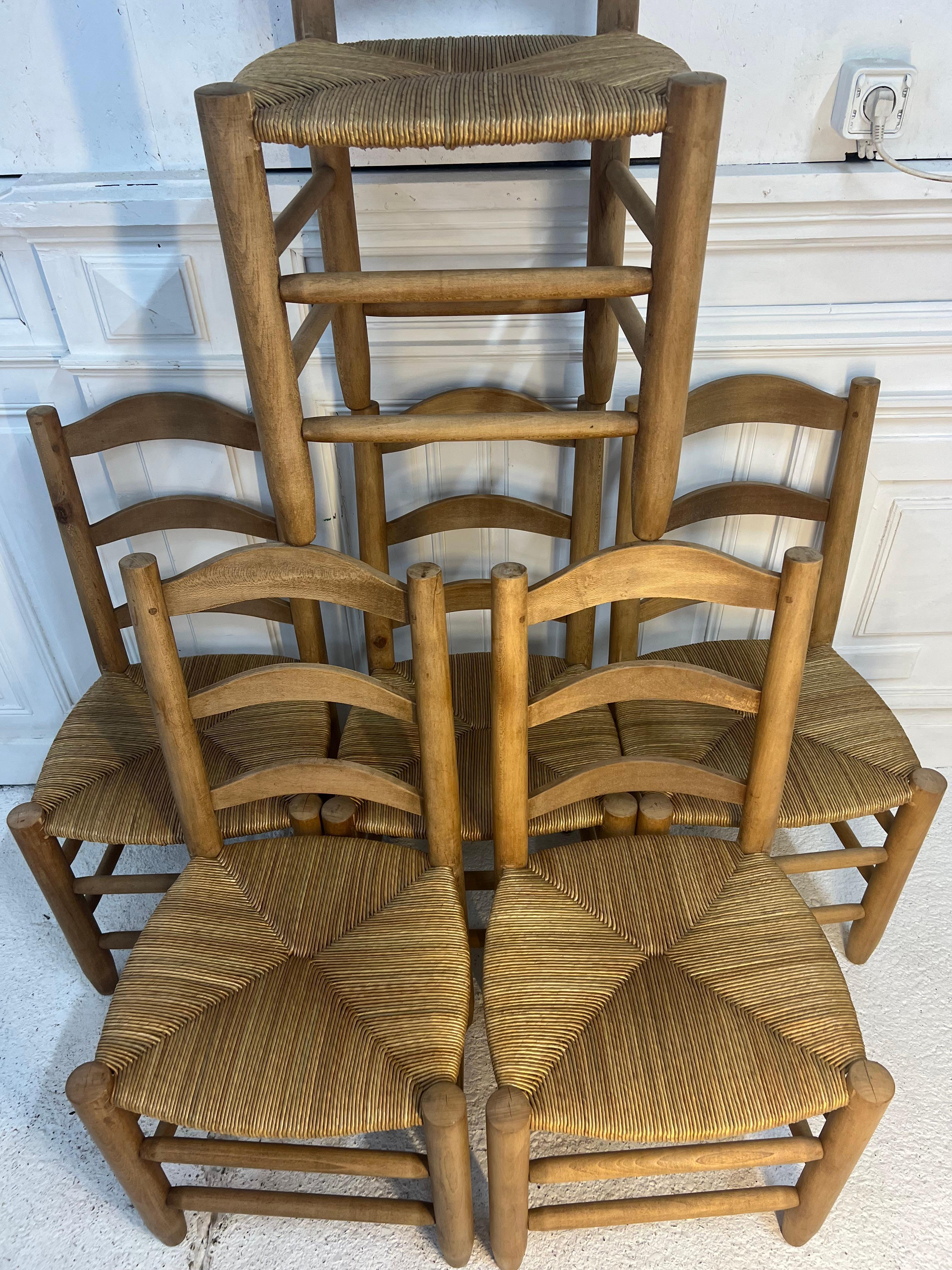 Charlotte Perriand Chairs , French Dining Chairs 1960’s 8