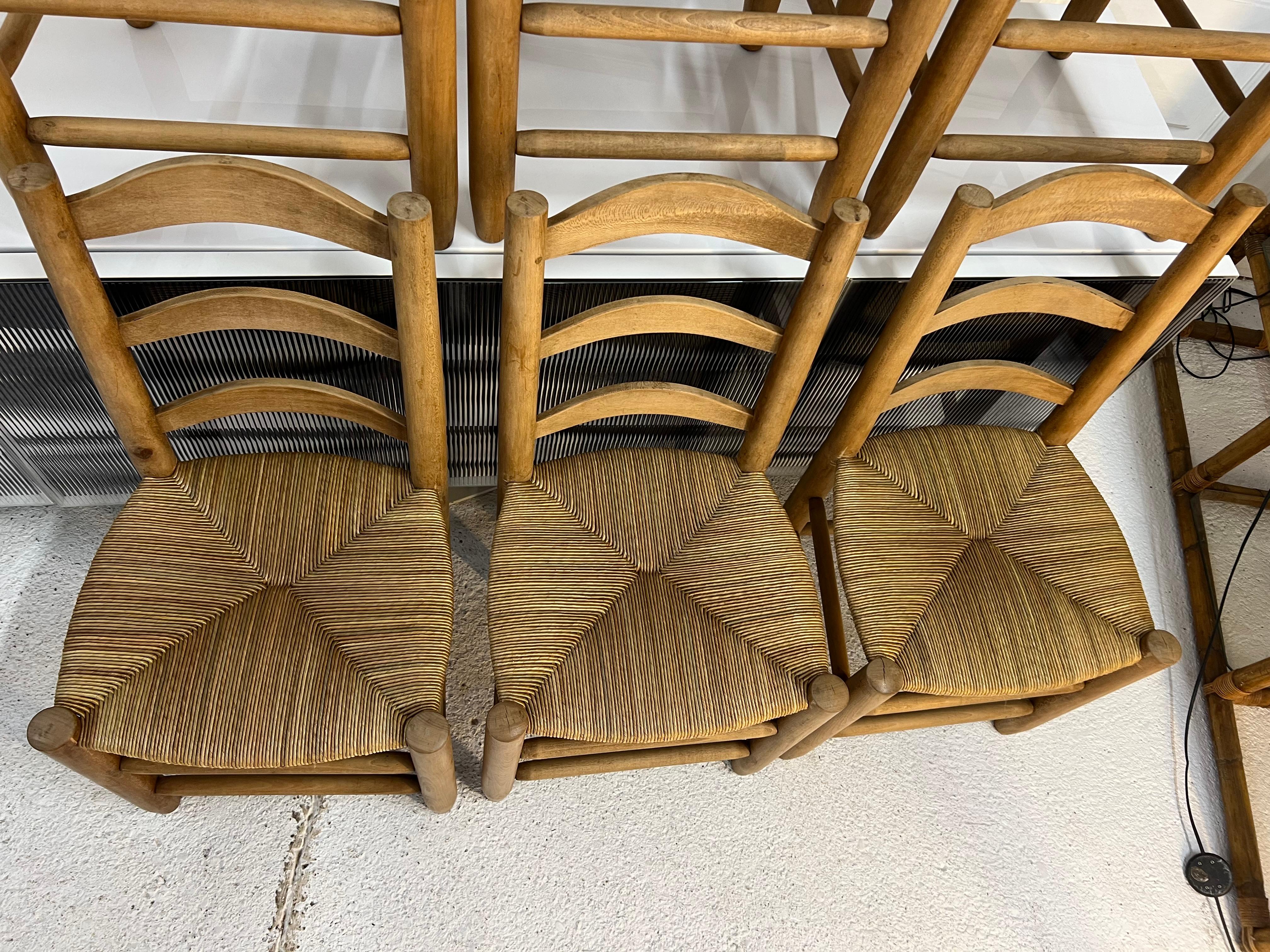 Charlotte Perriand Chairs , French Dining Chairs 1960’s In Good Condition In PÉZENAS, FR