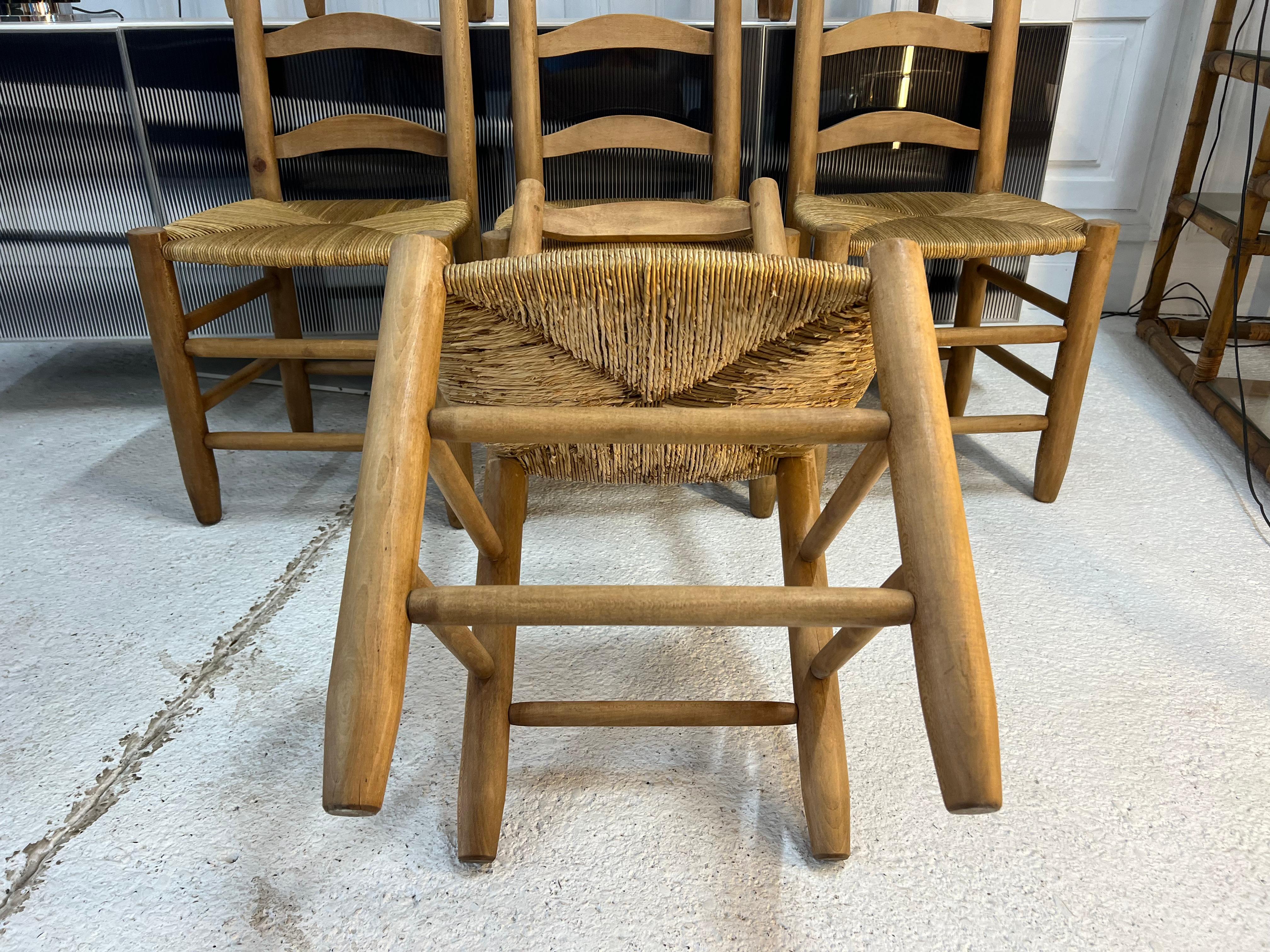 Charlotte Perriand Chairs , French Dining Chairs 1960’s 1