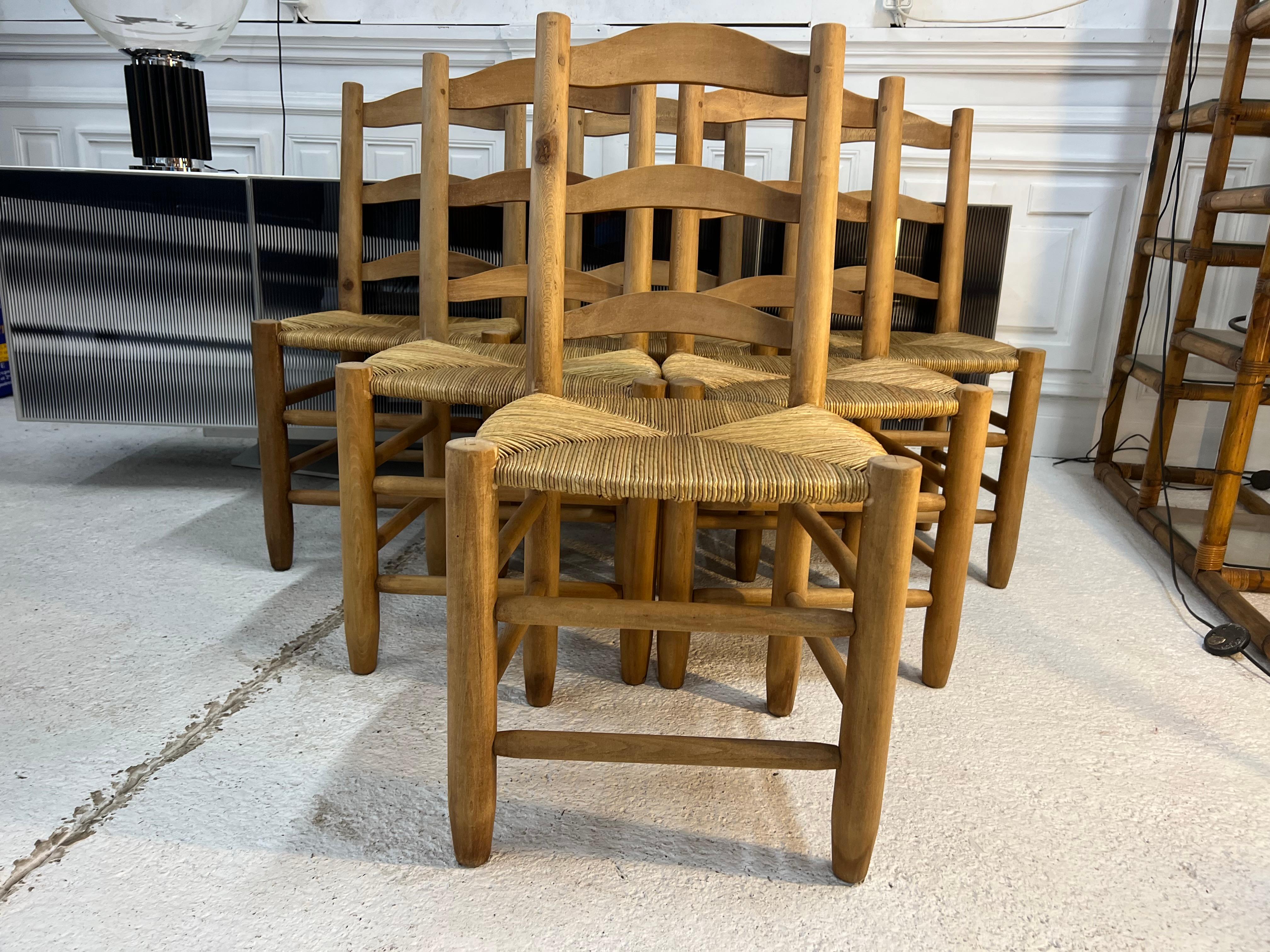 Charlotte Perriand Chairs , French Dining Chairs 1960’s 4