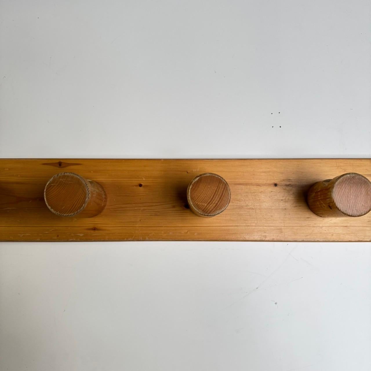 Charlotte Perriand Coat Rack with Five Hooks for Les Arcs, Pinewood, 1970s In Good Condition In Tokyo, Tokyo