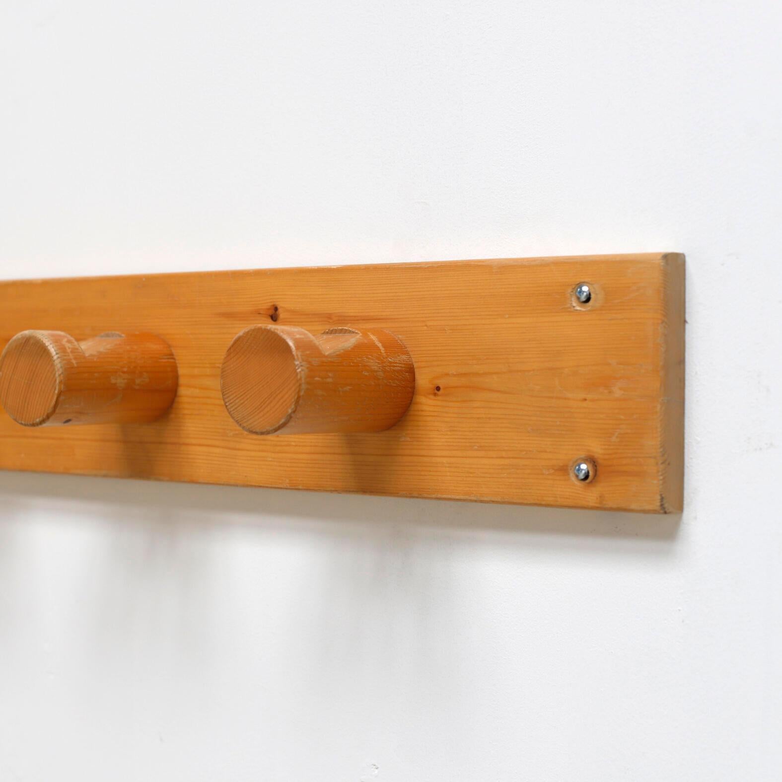 Late 20th Century Charlotte Perriand Coat Rack with Five Hooks for Les Arcs, Pinewood, 1970s
