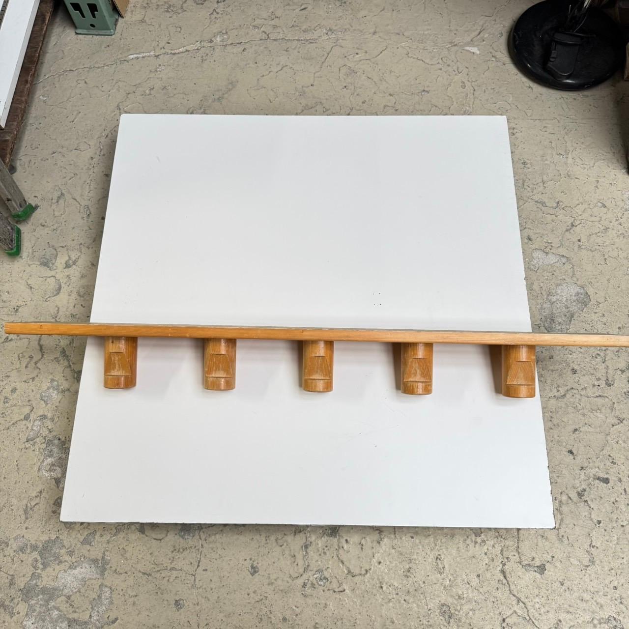 Charlotte Perriand Coat Rack with Five Hooks for Les Arcs, Pinewood, 1970s 1