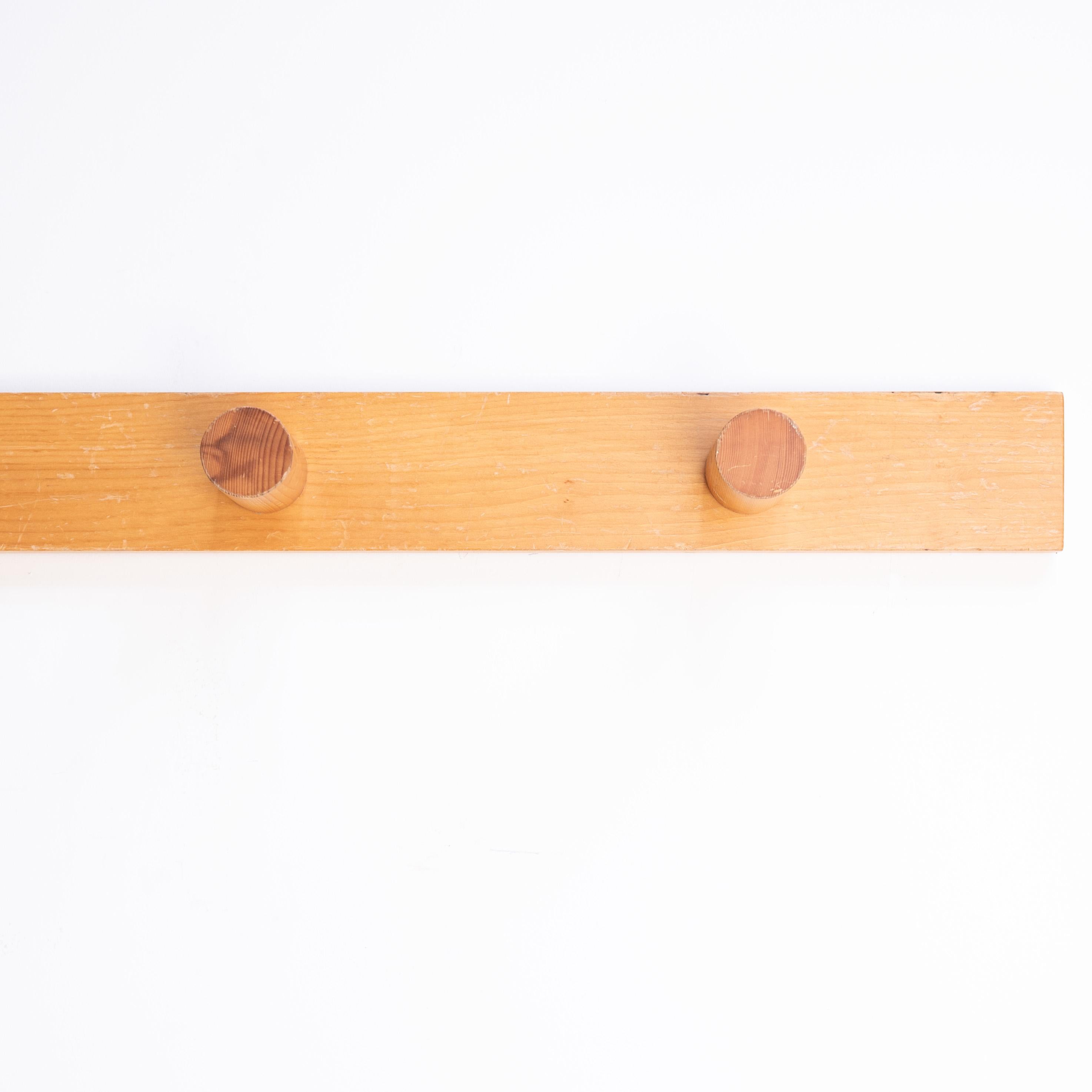 Charlotte Perriand Coat Rack with Three Hooks for Les Arcs, Pinewood, 1970s For Sale 1