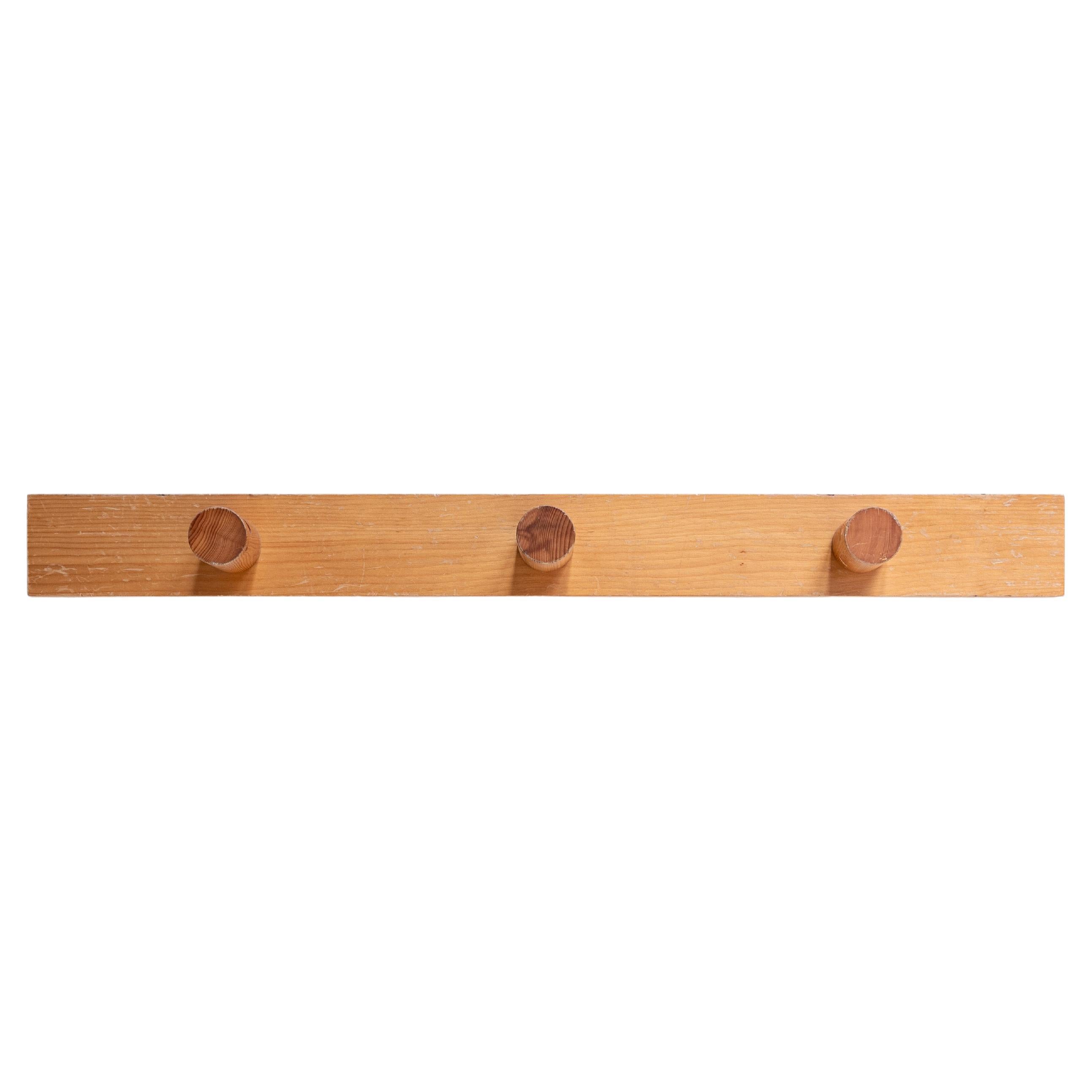 Charlotte Perriand Coat Rack with Three Hooks for Les Arcs, Pinewood, 1970s For Sale