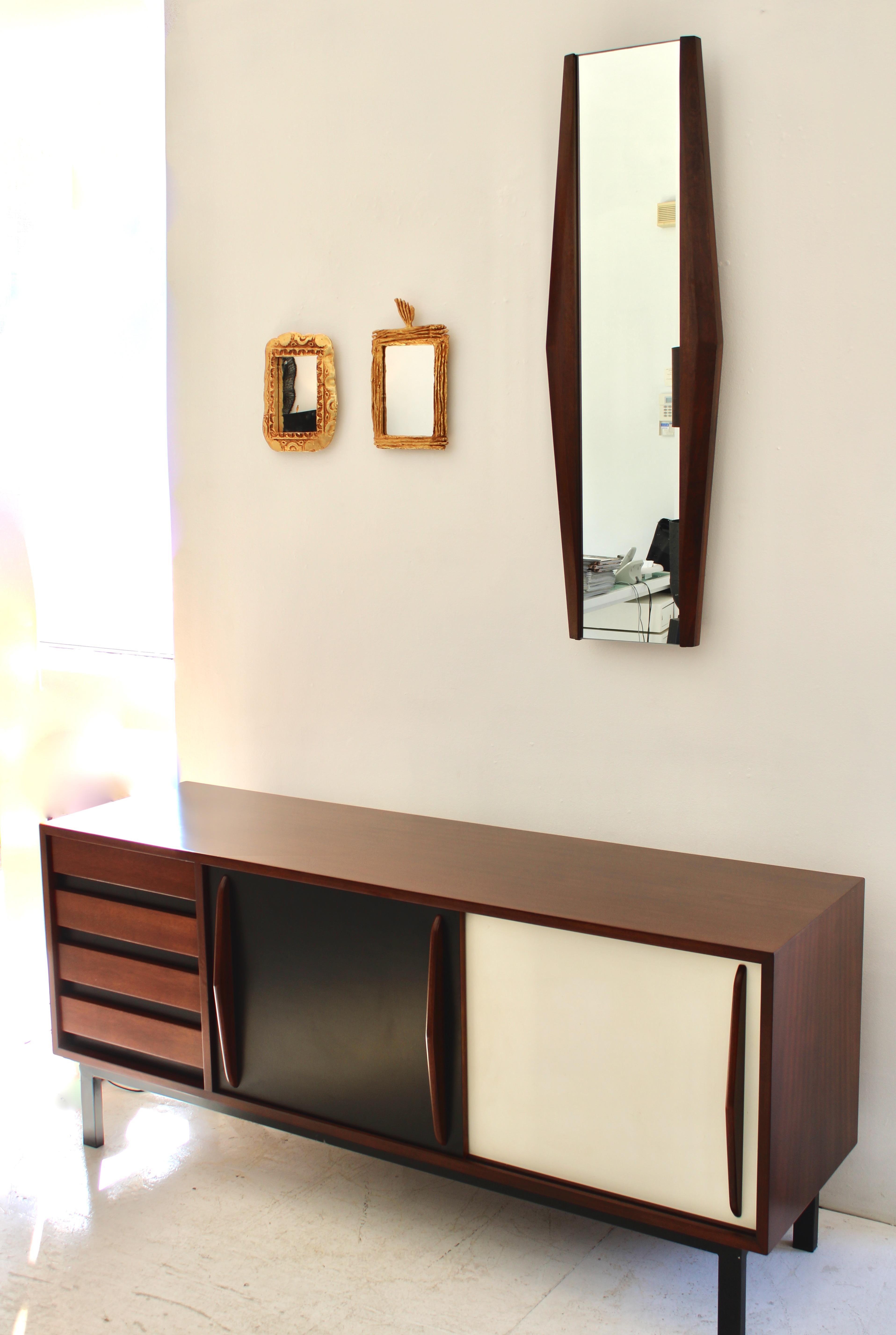Charlotte Perriand Consado Sideboard Buffet Mahogany Wood Black White Laminate 3