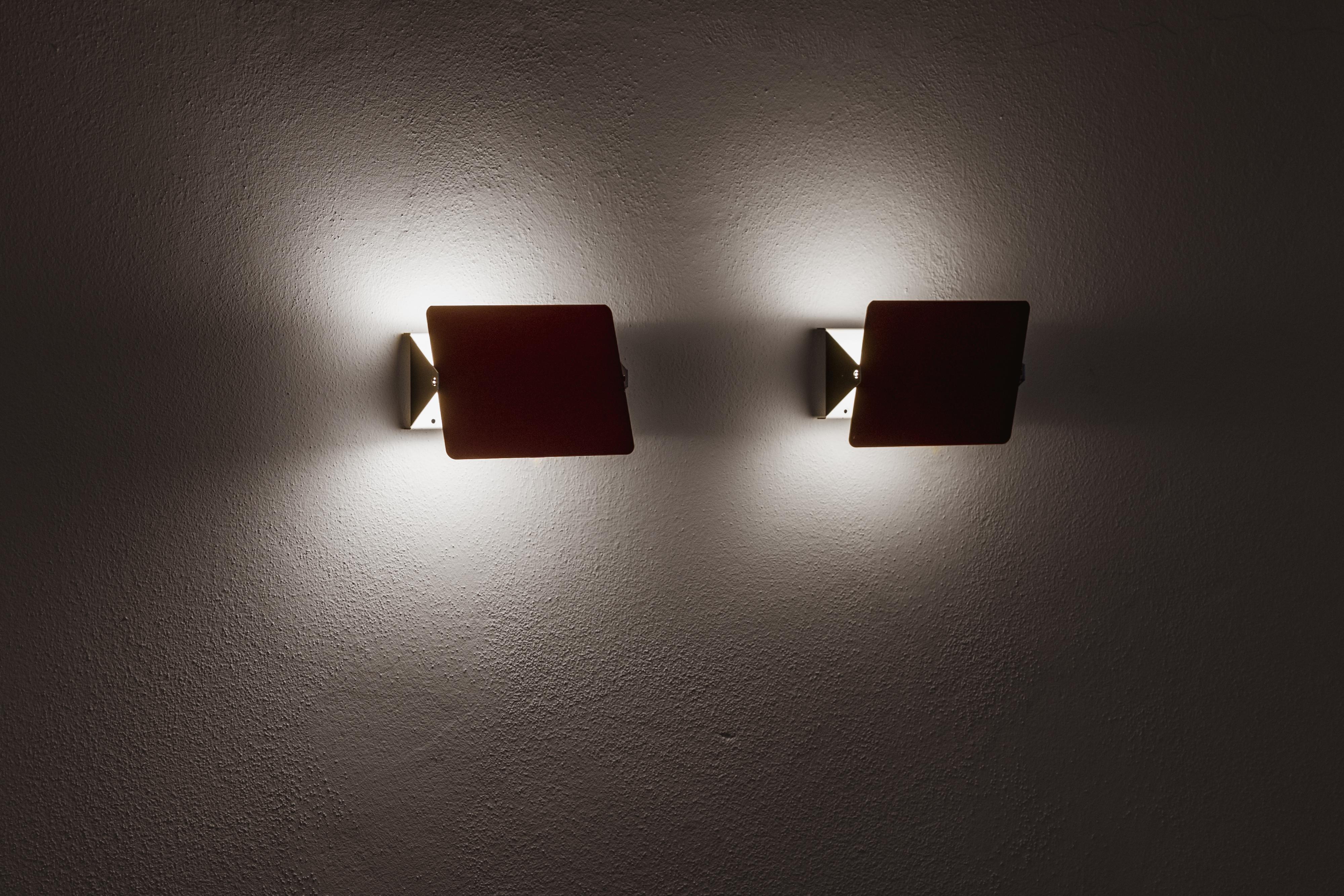 French Charlotte Perriand “CP1” Sconces for Steph Simon, Red, 1958, Set of 2 For Sale