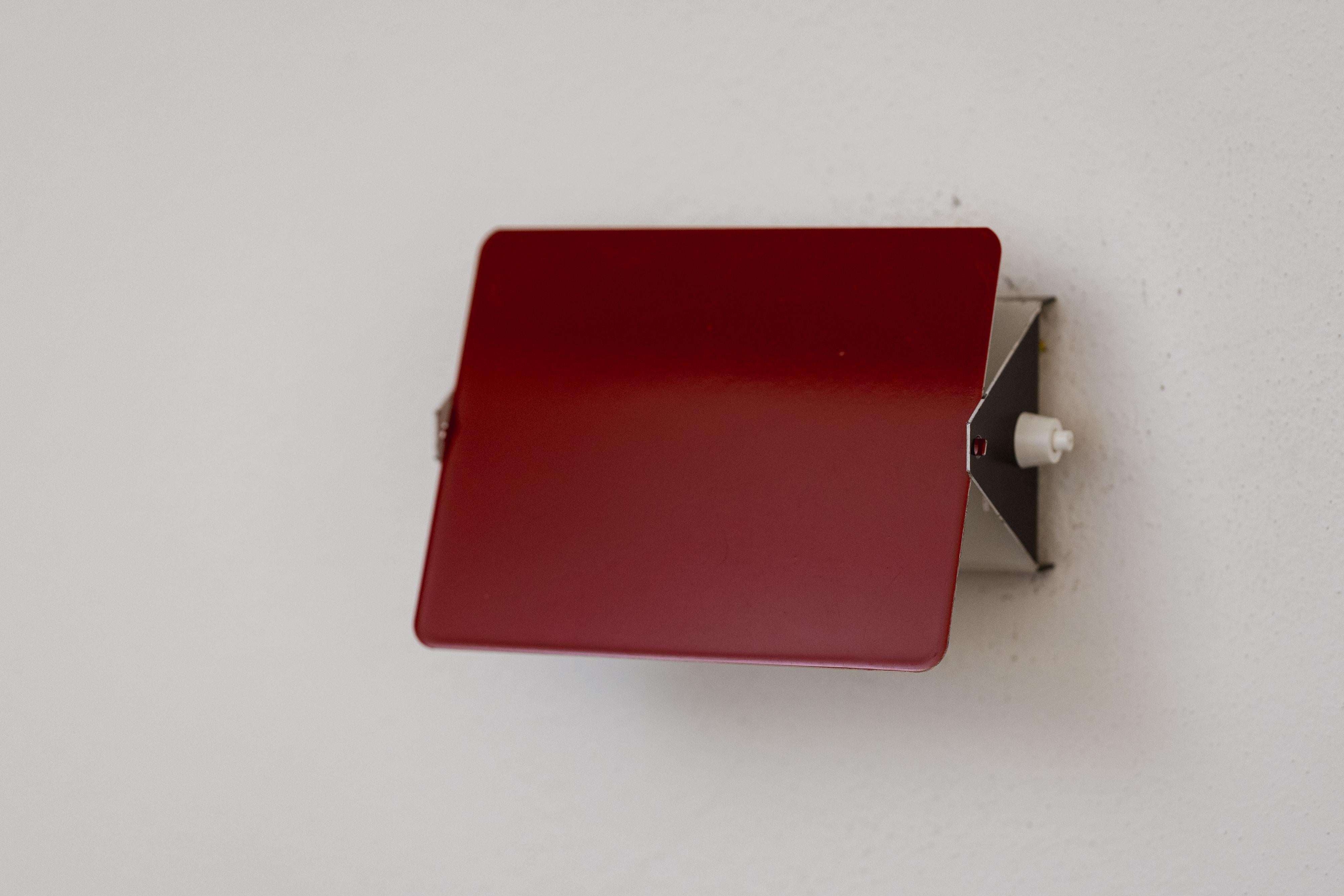 Mid-20th Century Charlotte Perriand “CP1” Sconces for Steph Simon, Red, 1958, Set of 4 For Sale