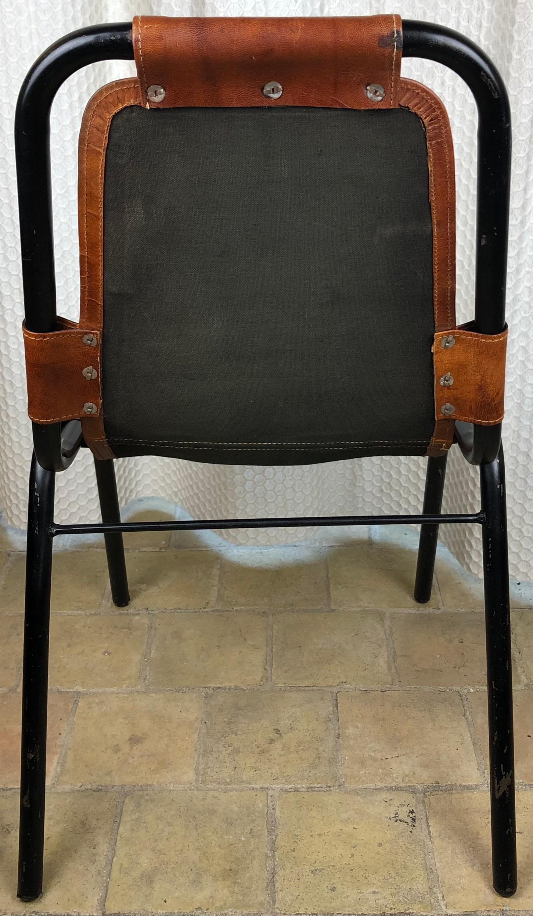 20th Century Charlotte Perriand Dining Chairs for Les Arcs Ski Resort Set of 13 Brown Leather