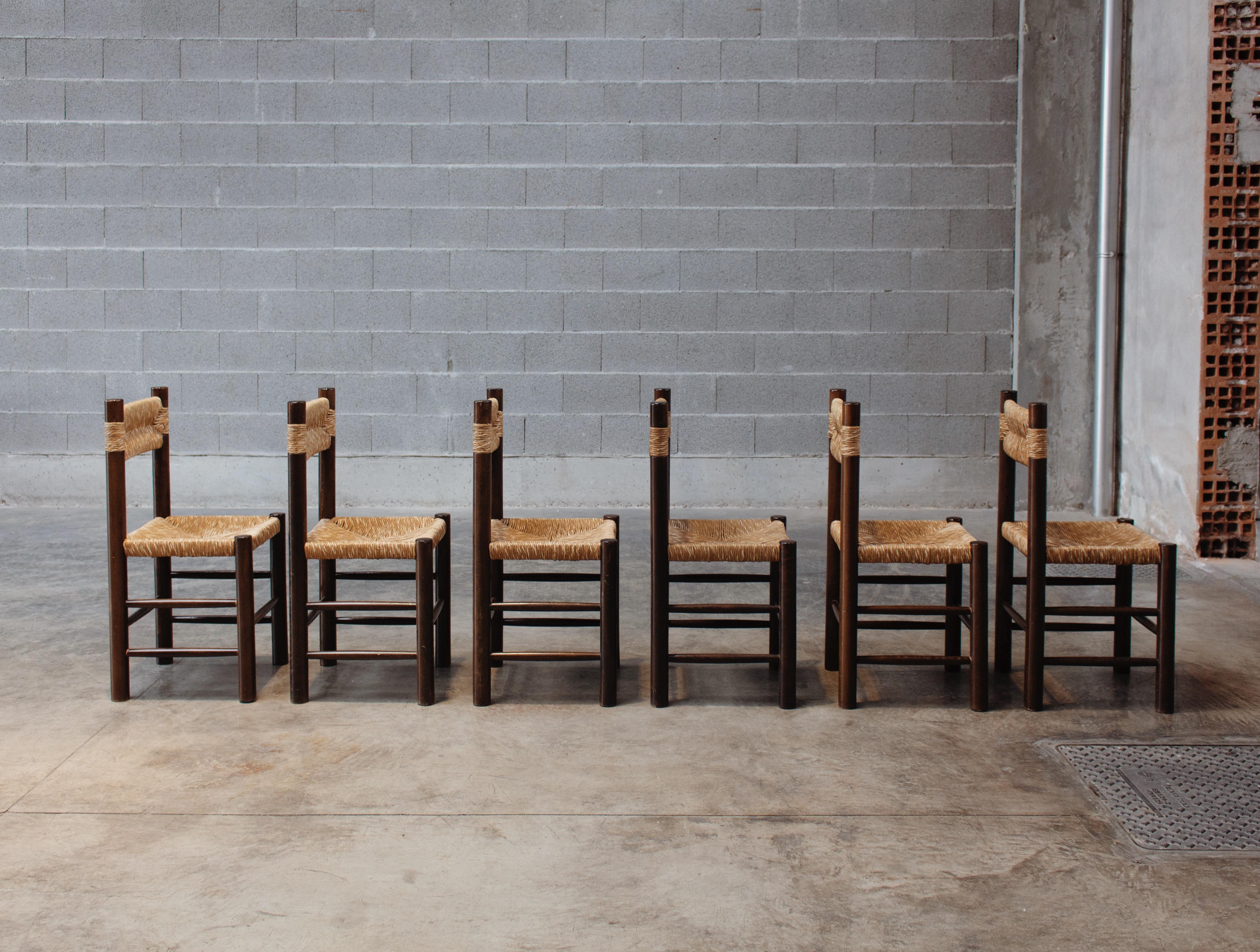 Mid-20th Century Charlotte Perriand Dining Chairs for Robert Sentou, 1964, Set of 10 For Sale
