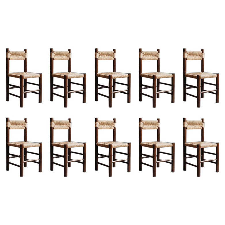Charlotte Perriand Sillas de comedor para Robert Sentou, 1964, lote de 10