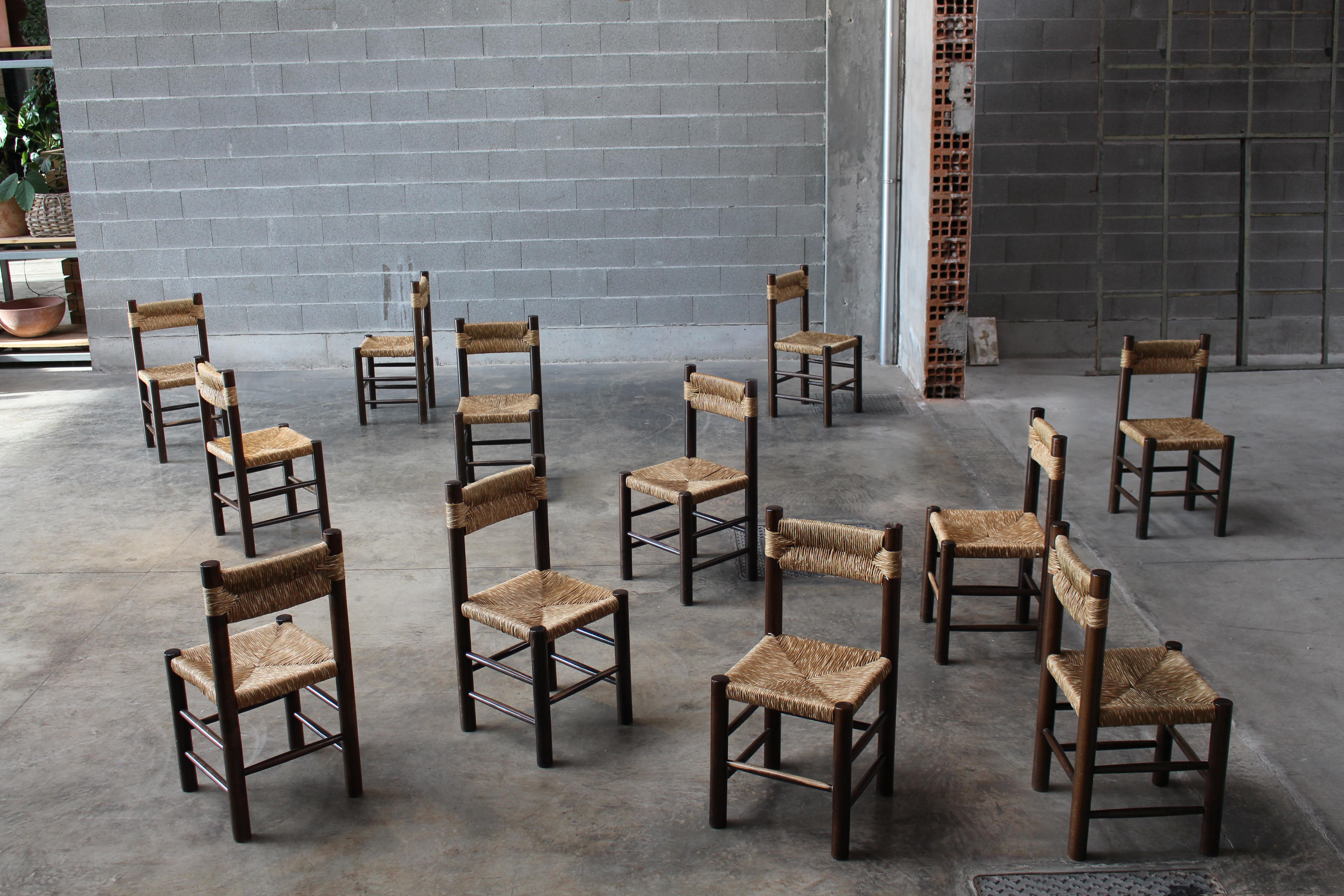 Sedie da pranzo di Charlotte Perriand per Robert Sentou, 1964, set di 14 pezzi in vendita 8