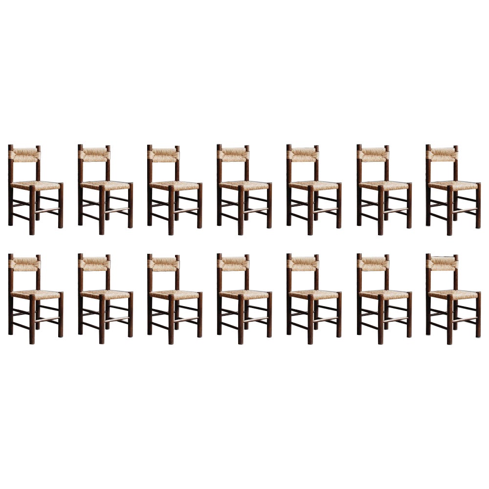 Chaises de salle à manger Charlotte Perriand pour Robert Sentou, 1964, lot de 14