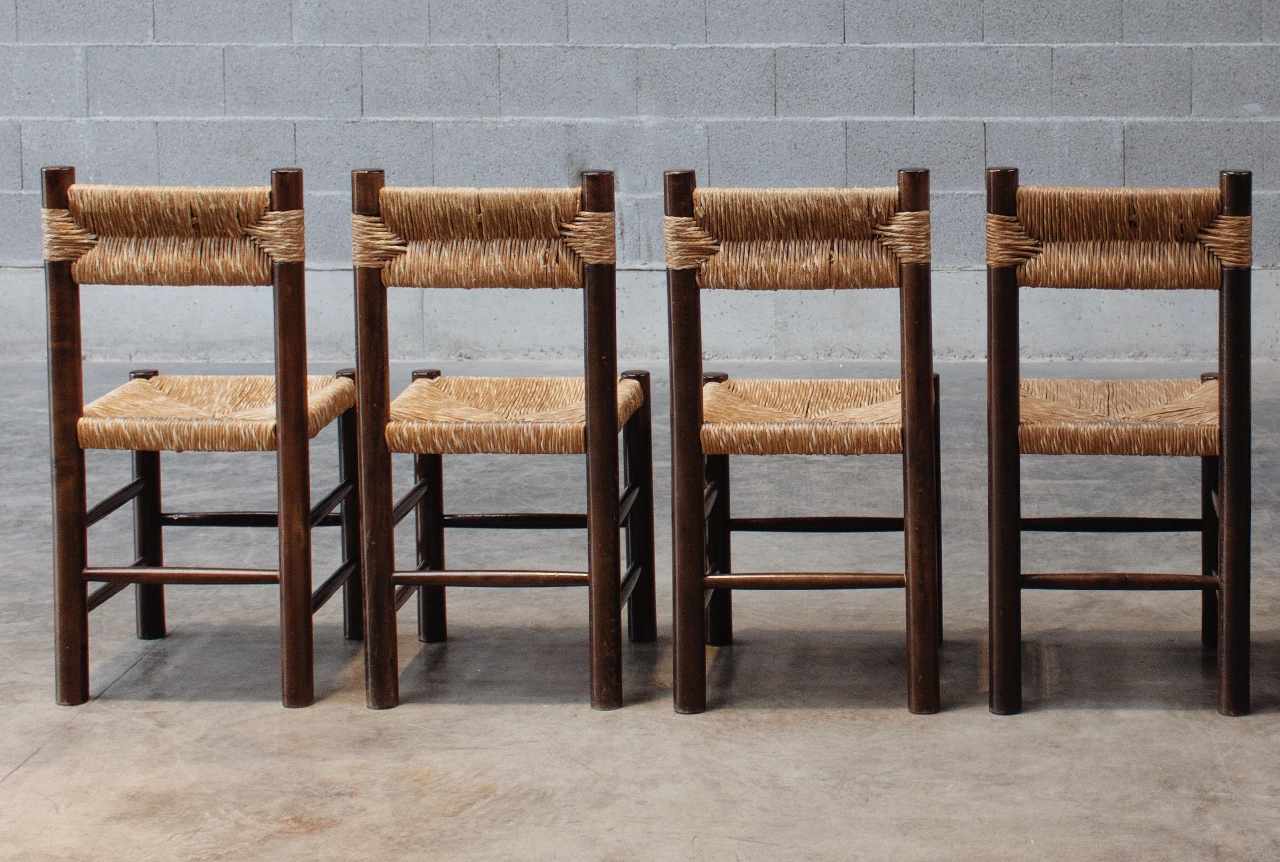 Charlotte Perriand Dining Chairs for Robert Sentou, 1964, Set of 4 For Sale 1