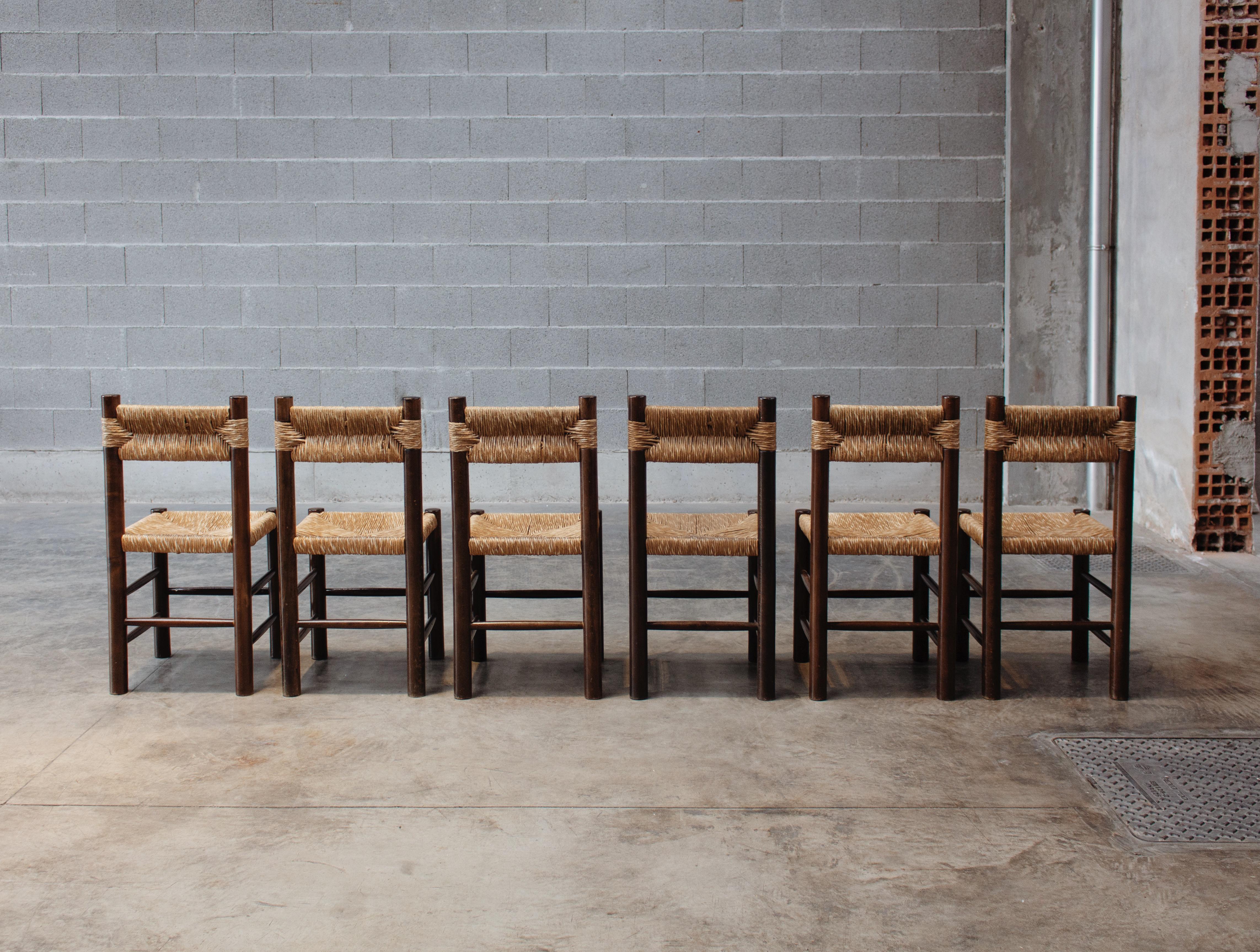 Chaises de salle à manger Charlotte Perriand pour Robert Sentou, 1964, lot de 6 en vente 5