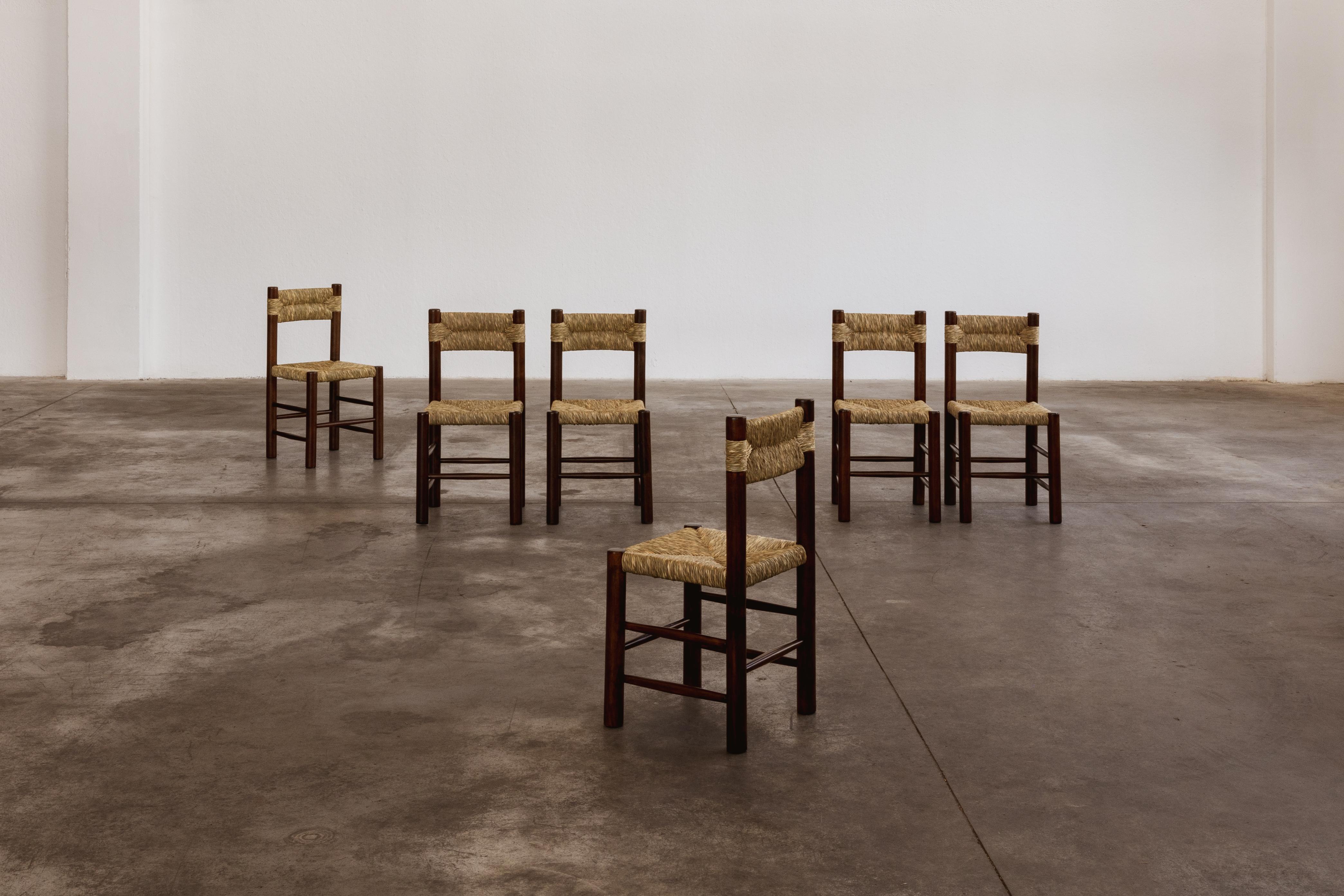 Sedie da pranzo Charlotte Perriand per Robert Sentou, 1964, Set di 6 3