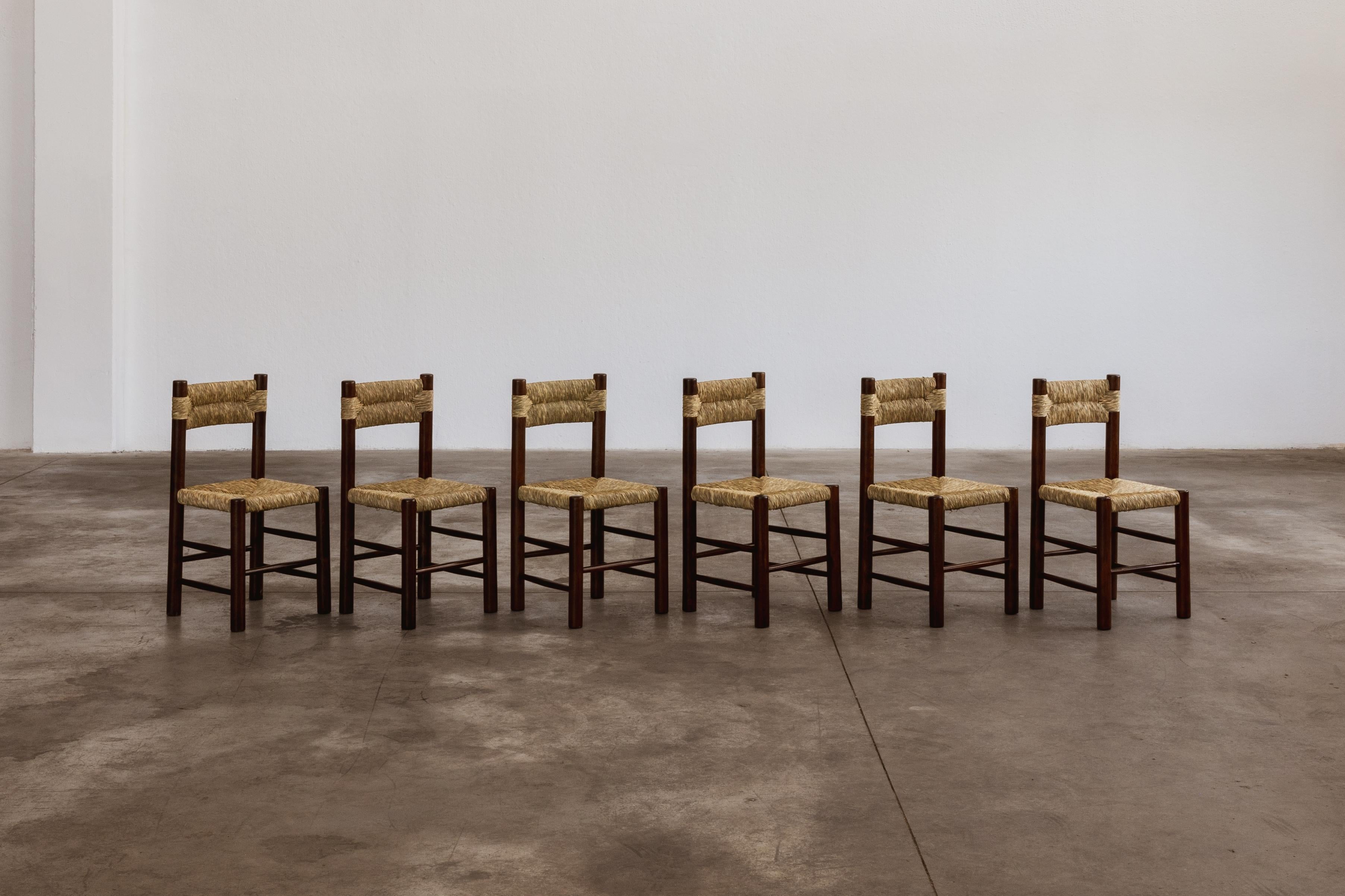 Sedie da pranzo Charlotte Perriand per Robert Sentou, 1964, Set di 6 5