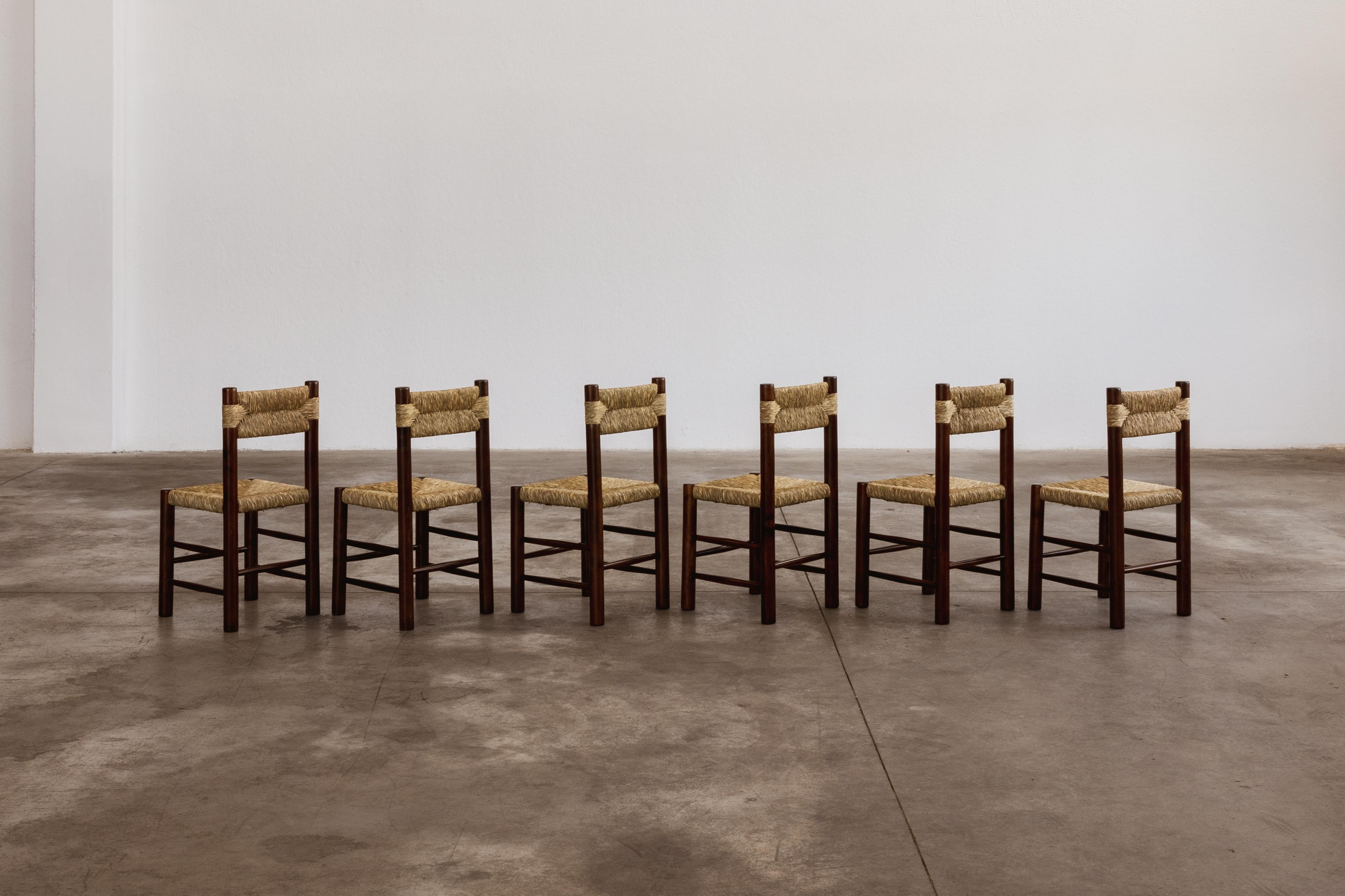 Sedie da pranzo Charlotte Perriand per Robert Sentou, 1964, Set di 6 7