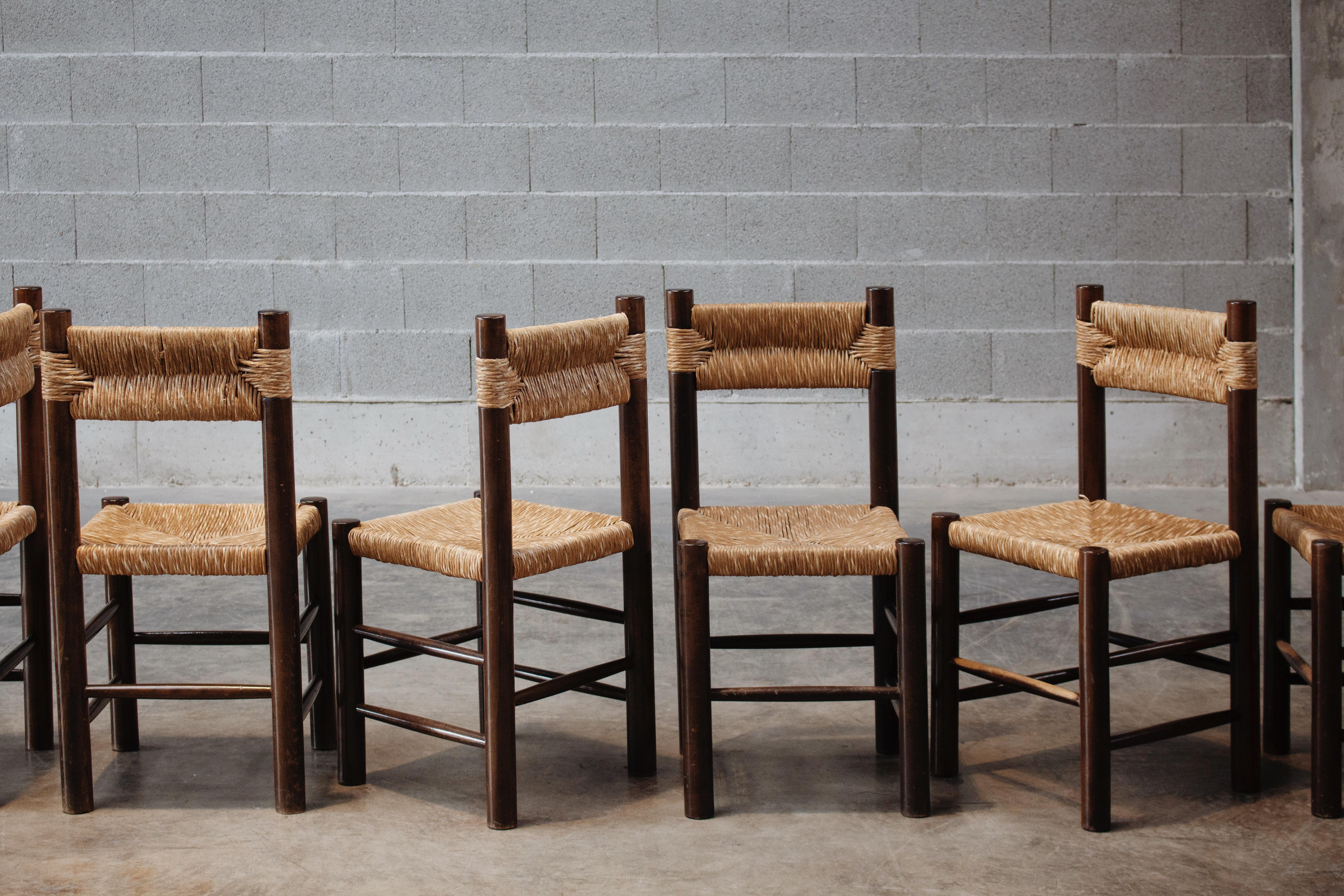 Mid-20th Century Charlotte Perriand Dining Chairs for Robert Sentou, 1964, Set of 6 For Sale