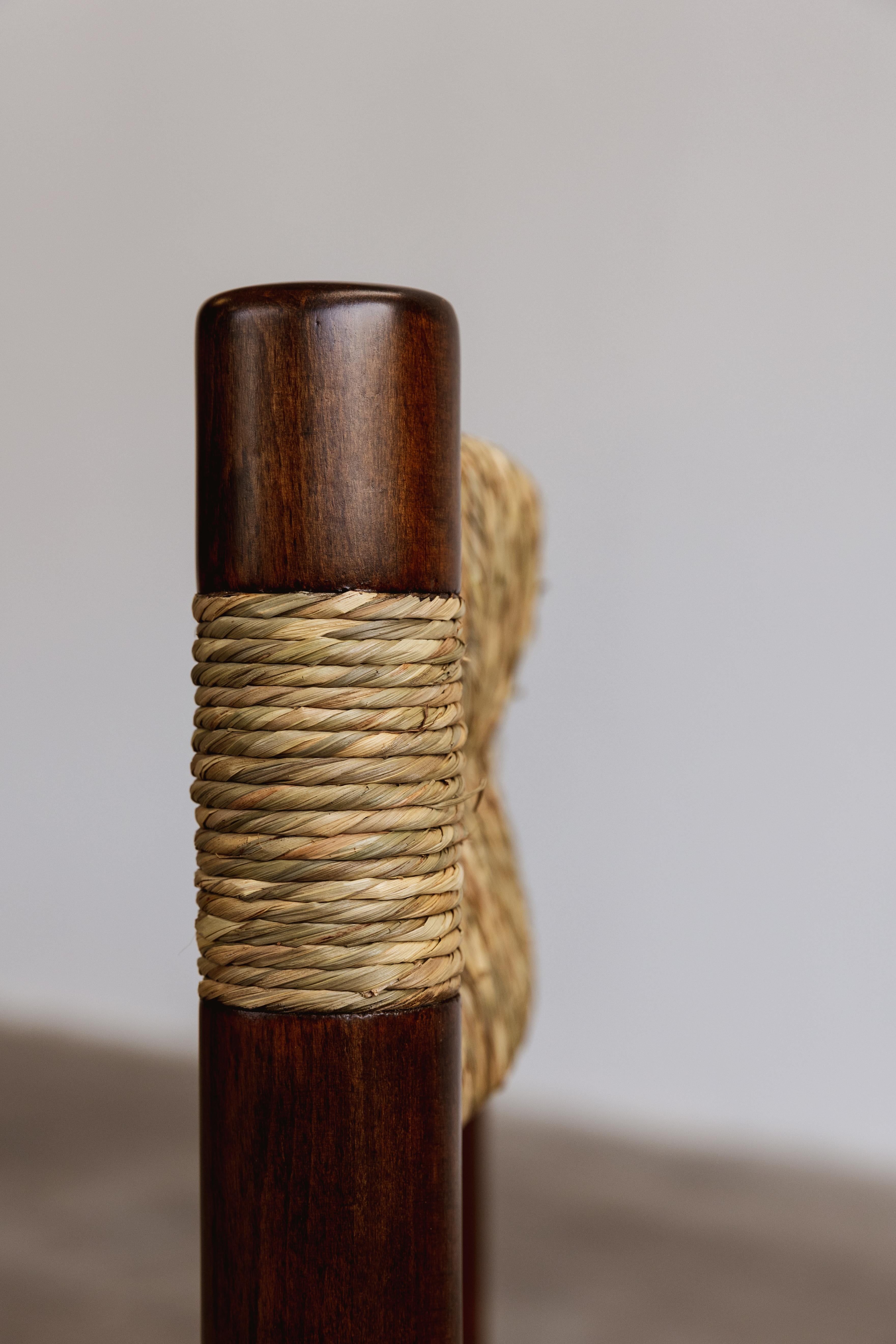 Paglia Sedie da pranzo Charlotte Perriand per Robert Sentou, 1964, Set di 6