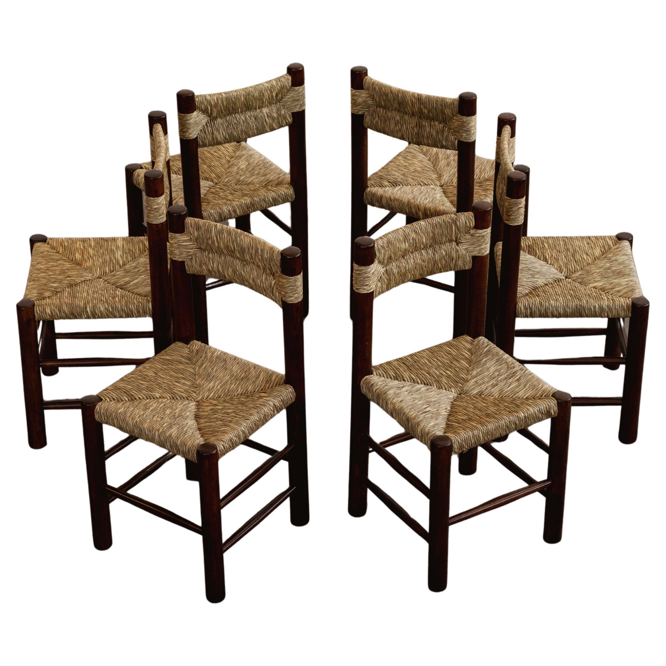 Sedie da pranzo Charlotte Perriand per Robert Sentou, 1964, Set di 6