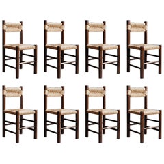 Sedie da pranzo Charlotte Perriand per Robert Sentou, 1964, set di 8 pezzi