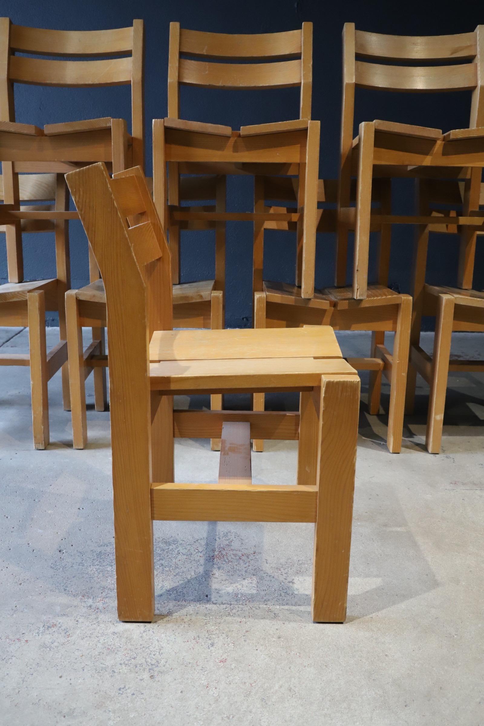 Pine Charlotte Perriand Dining Chairs 