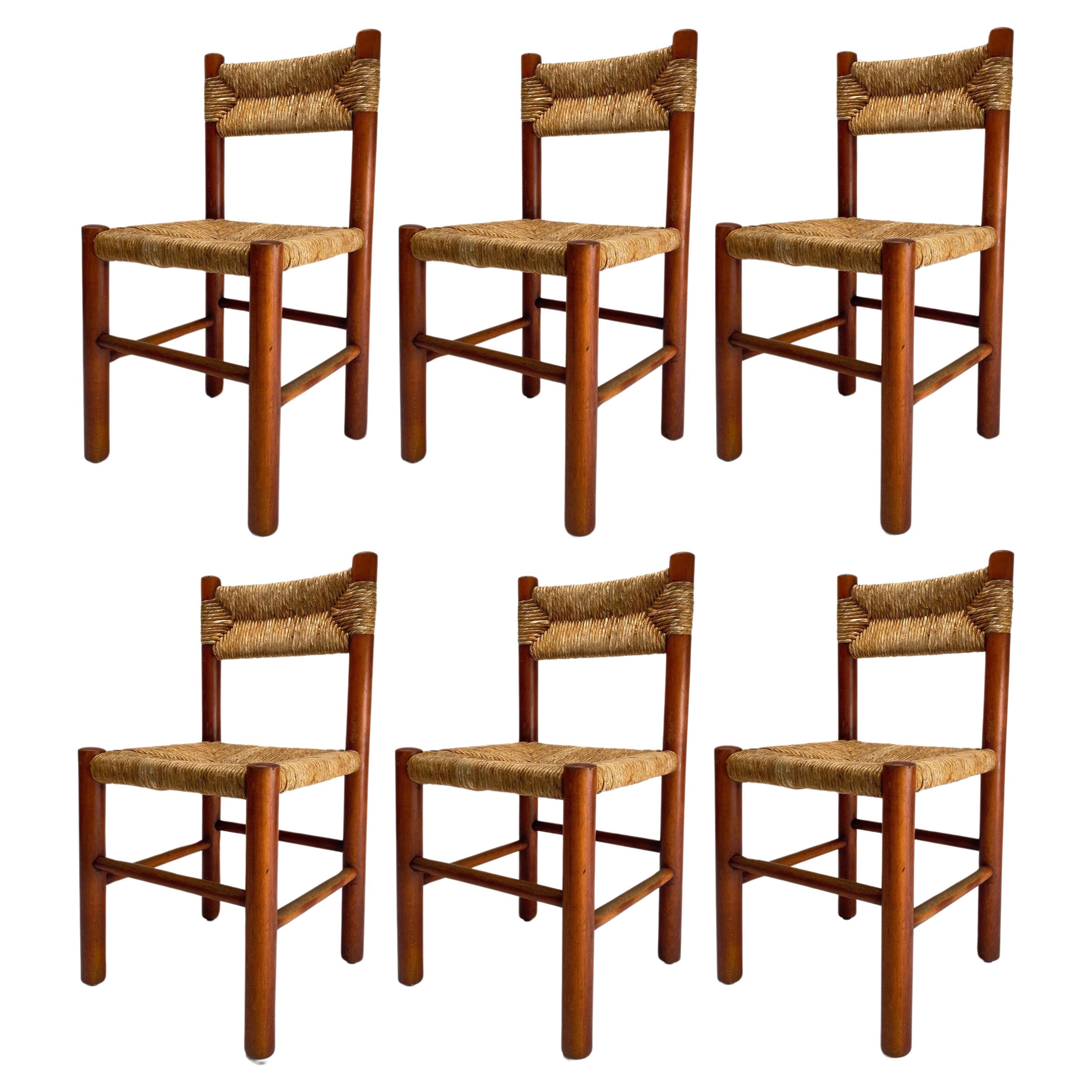 Charlotte Perriand Dining Chairs, France 1960s, Set of 6