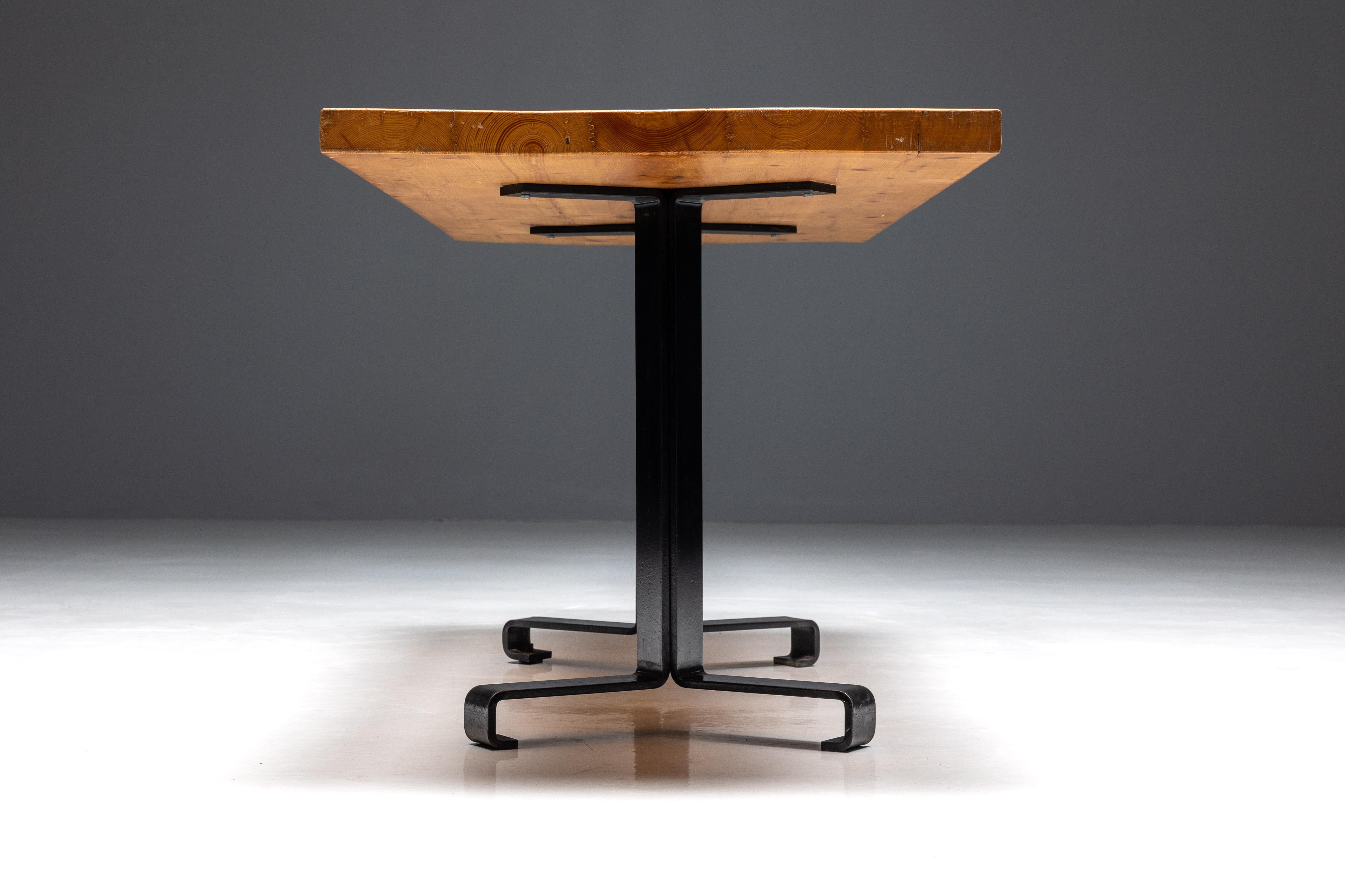 Metal Dining Table by Charlotte Perriand for 'Les Arcs', France, 1960s For Sale