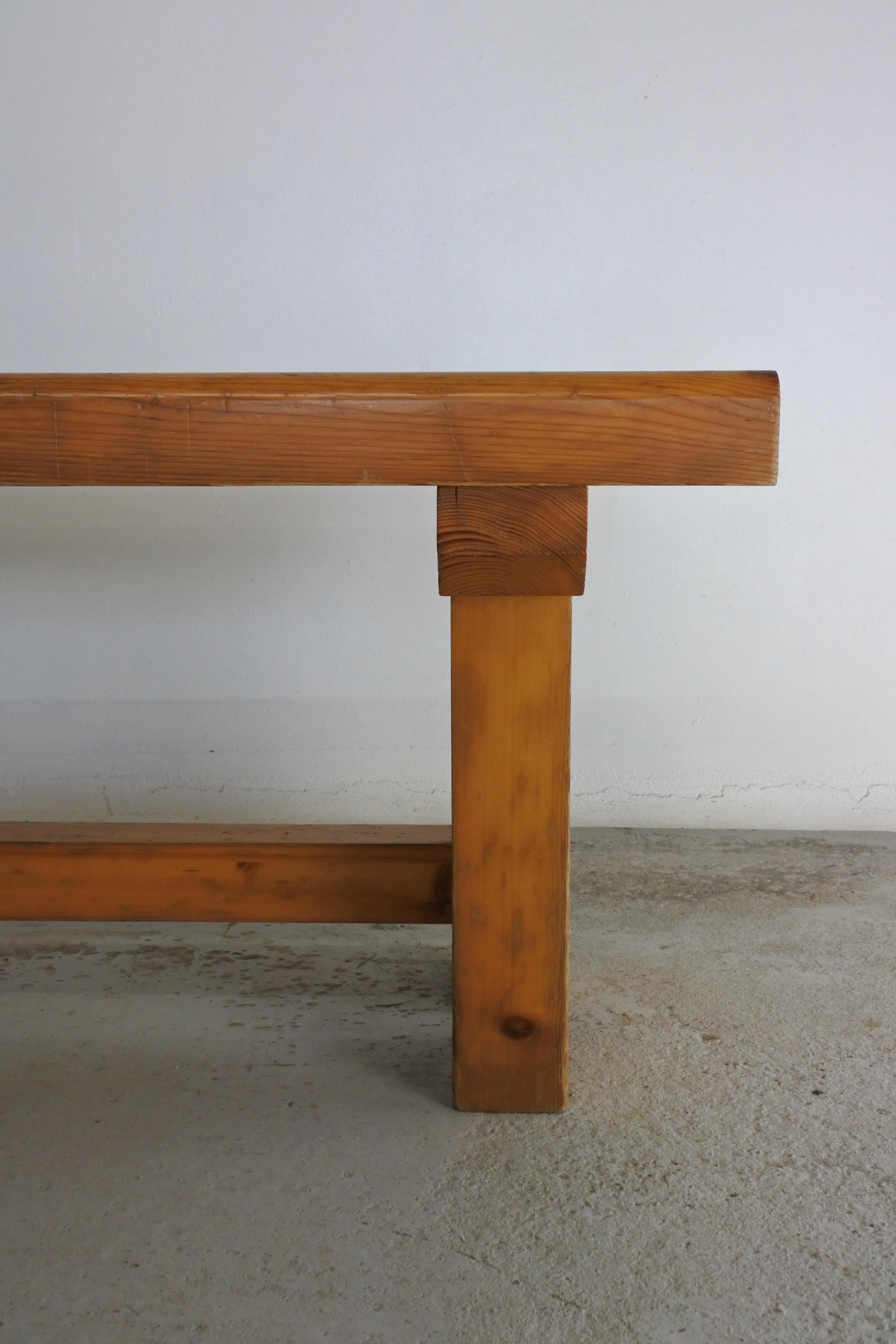 Charlotte Perriand Documented Solid Pine Wood Bench, 1977 1