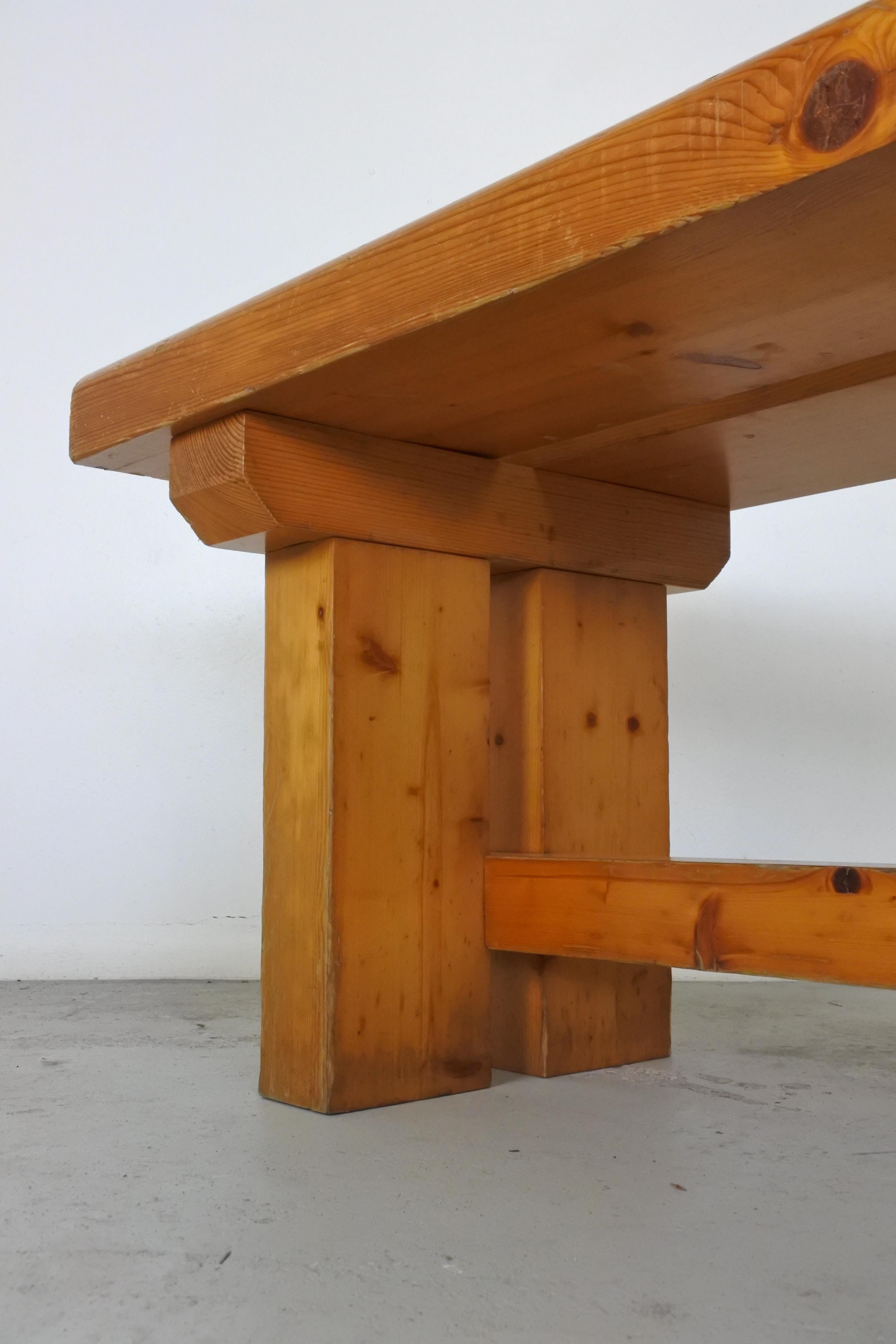 Charlotte Perriand Documented Solid Pine Wood Bench, 1977 4