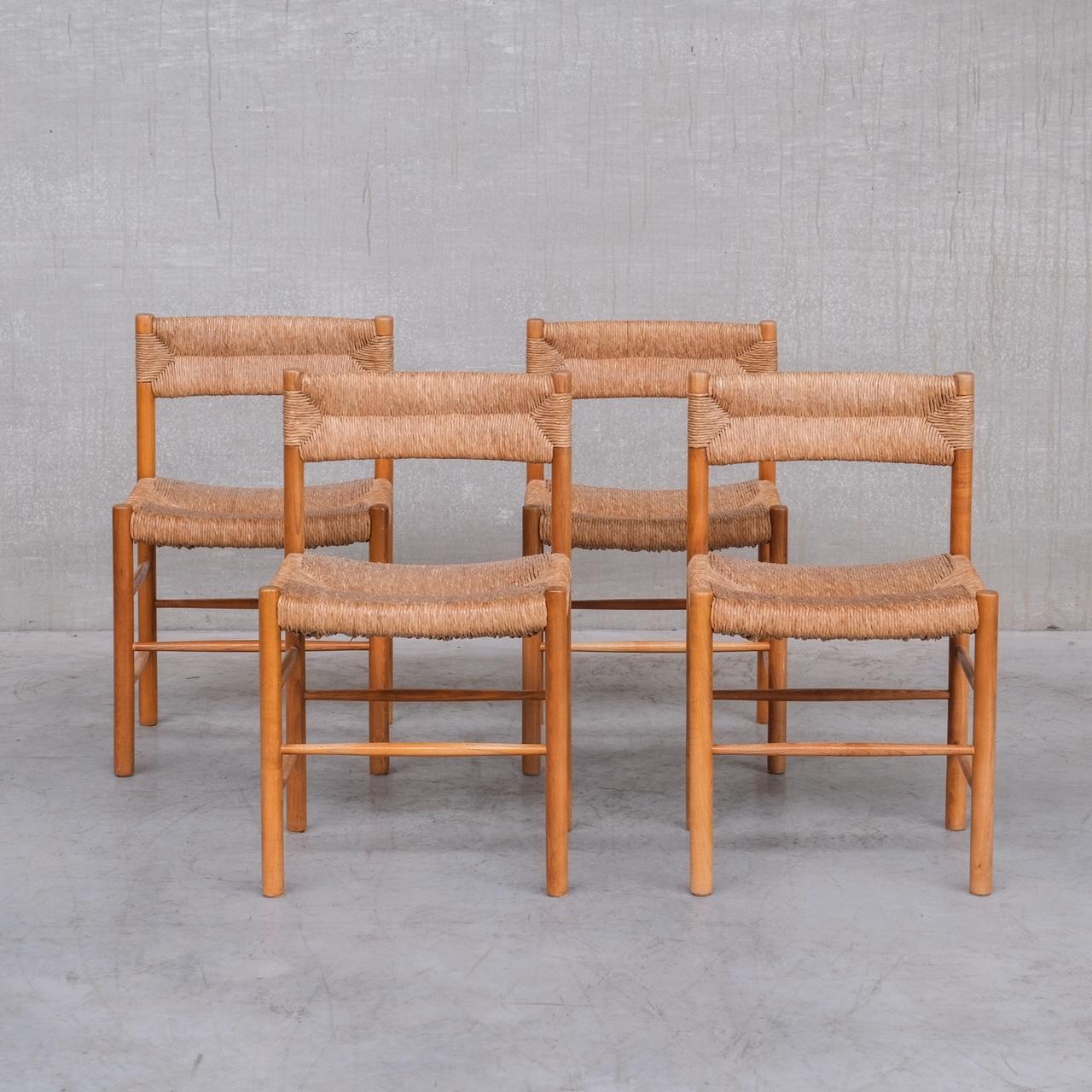 Charlotte Perriand 'Dordogne' Mid-Century Rush Dining Chairs 6