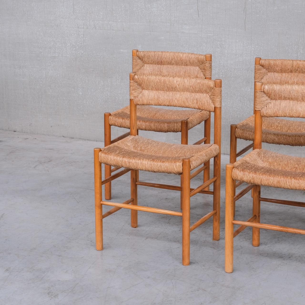 Charlotte Perriand 'Dordogne' Mid-Century Rush Dining Chairs 9