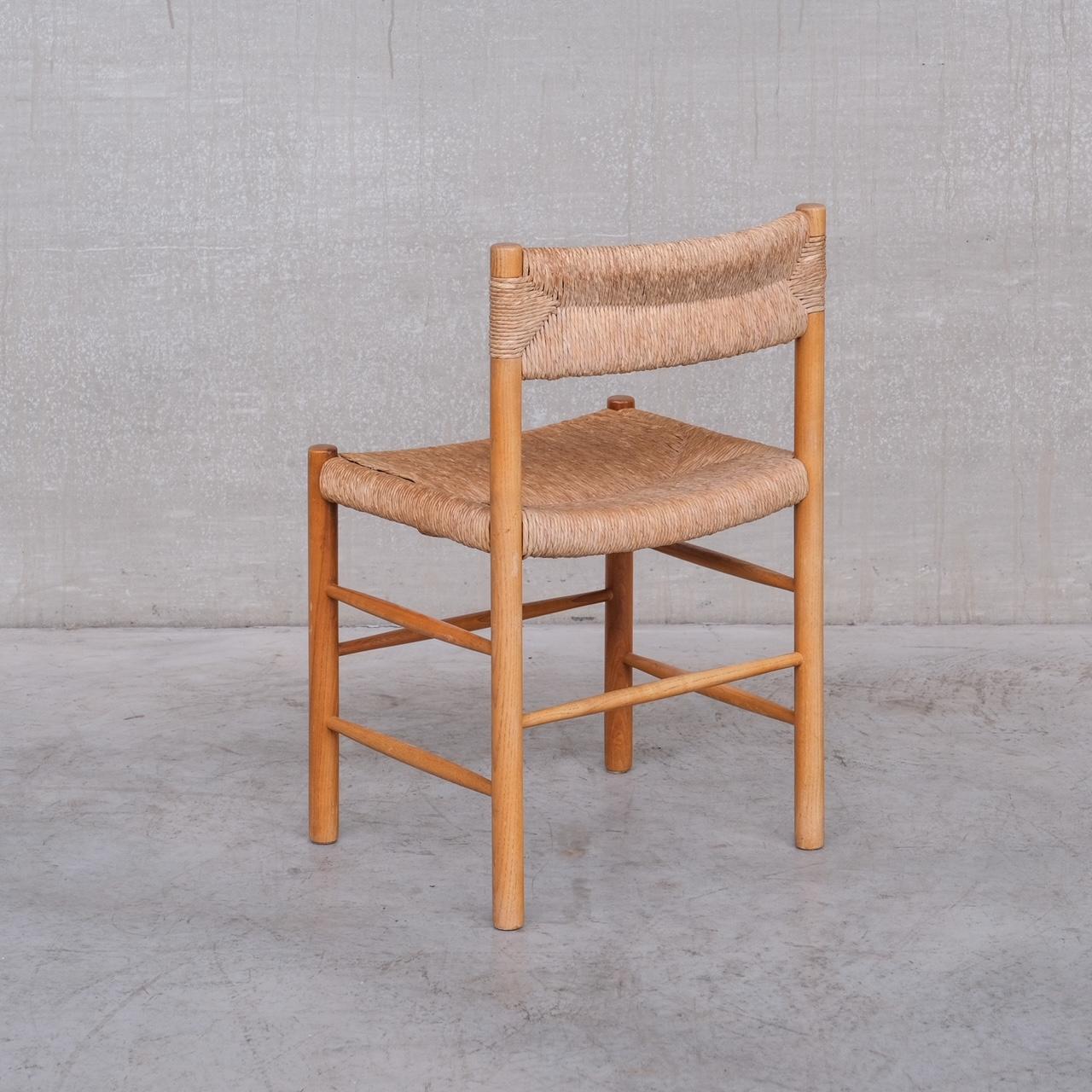 French Charlotte Perriand 'Dordogne' Mid-Century Rush Dining Chairs