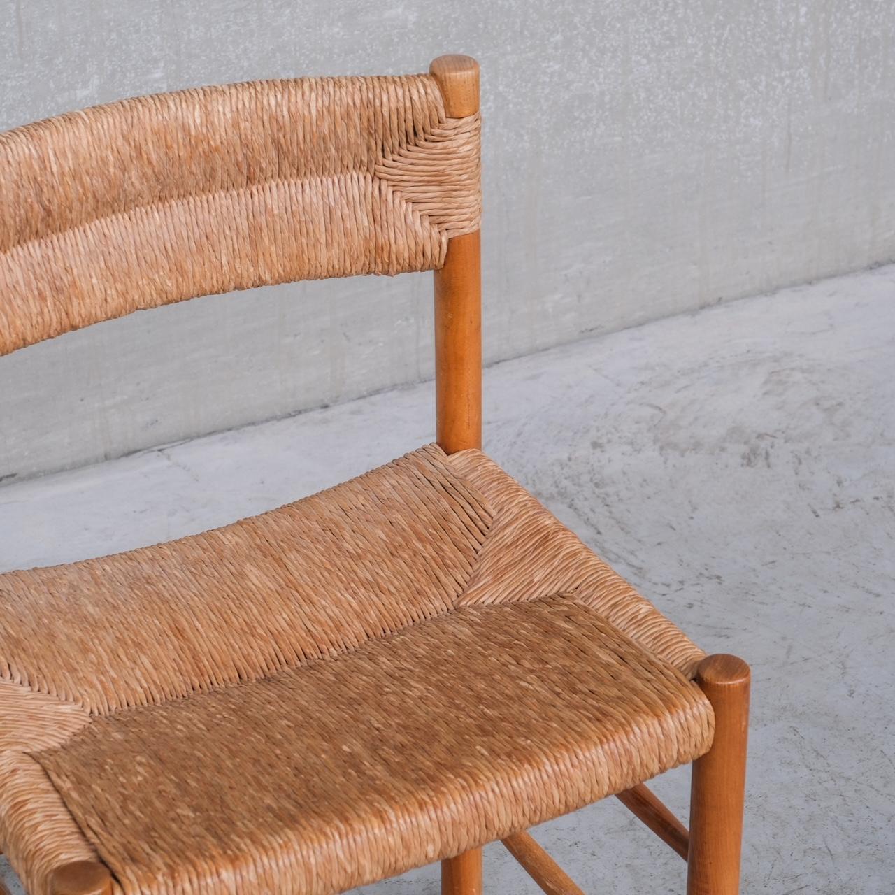 Charlotte Perriand 'Dordogne' Mid-Century Rush Dining Chairs 3