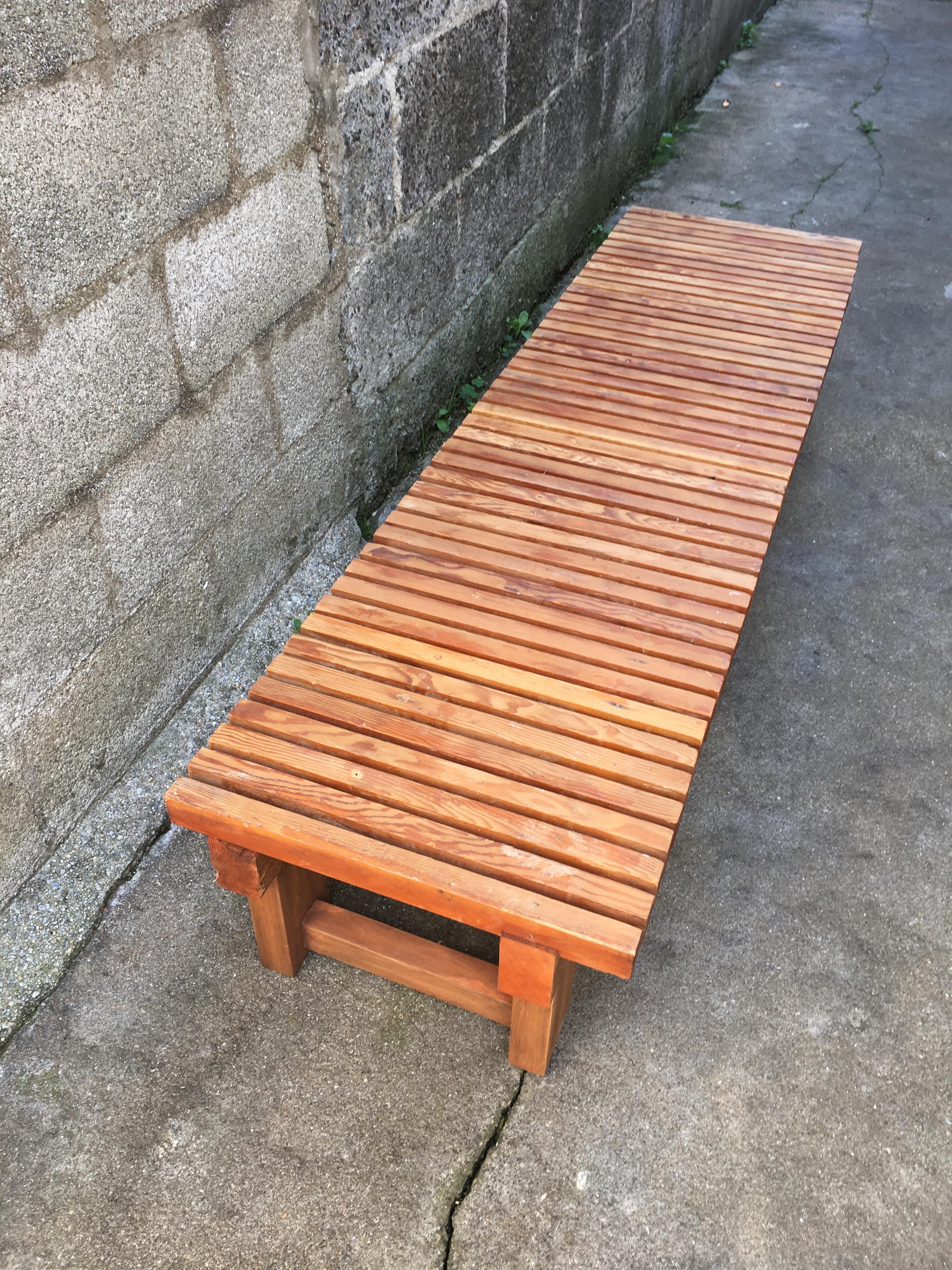 Charlotte Perriand 
Duckboard bench 
Larch
For the 3 arches 
circa 1969
Steph Simon Edition

Measures: 230 W x 75 D x 35.5 H
10900 euros each 
(2 available).