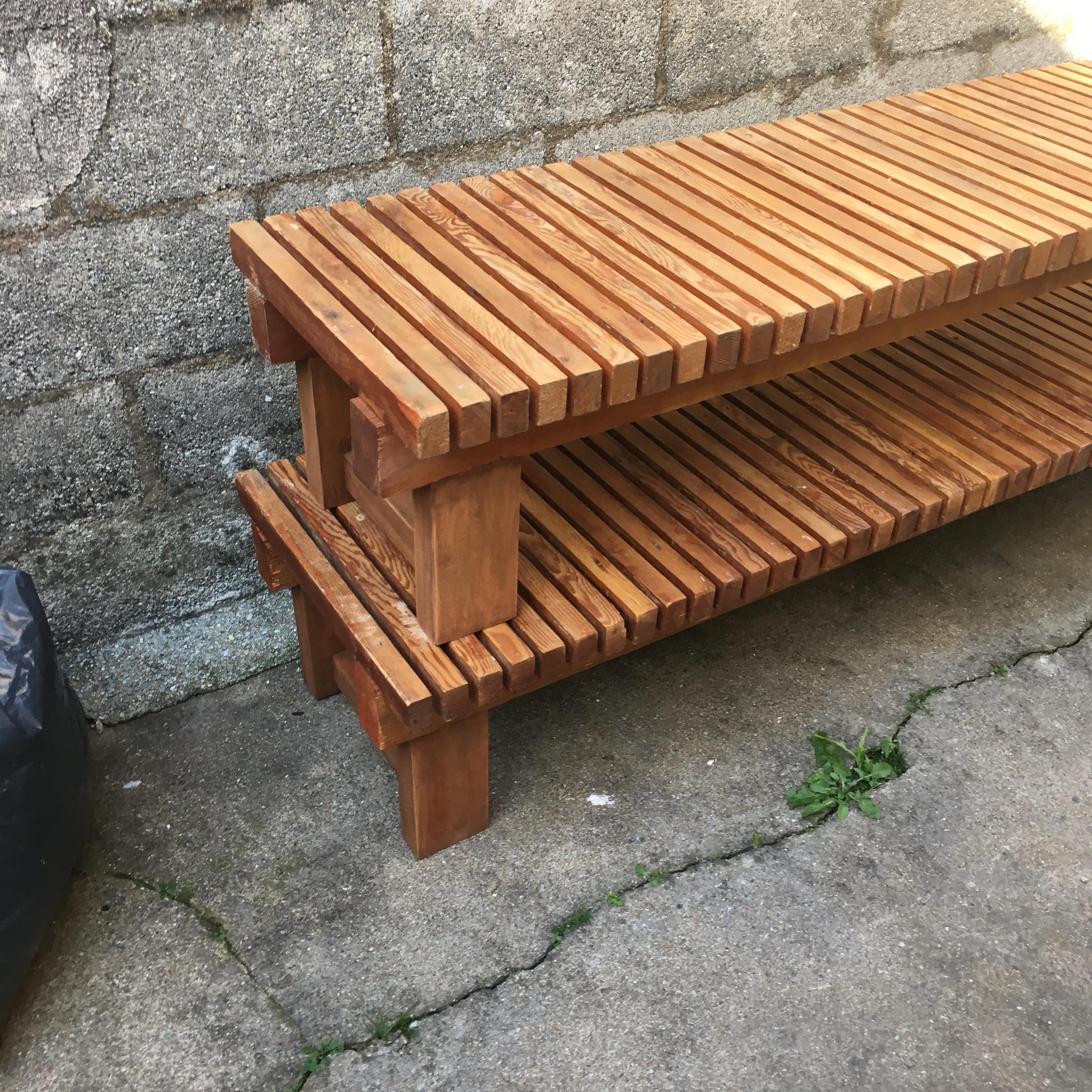 Wood Charlotte Perriand Duckboard Bench, 1969