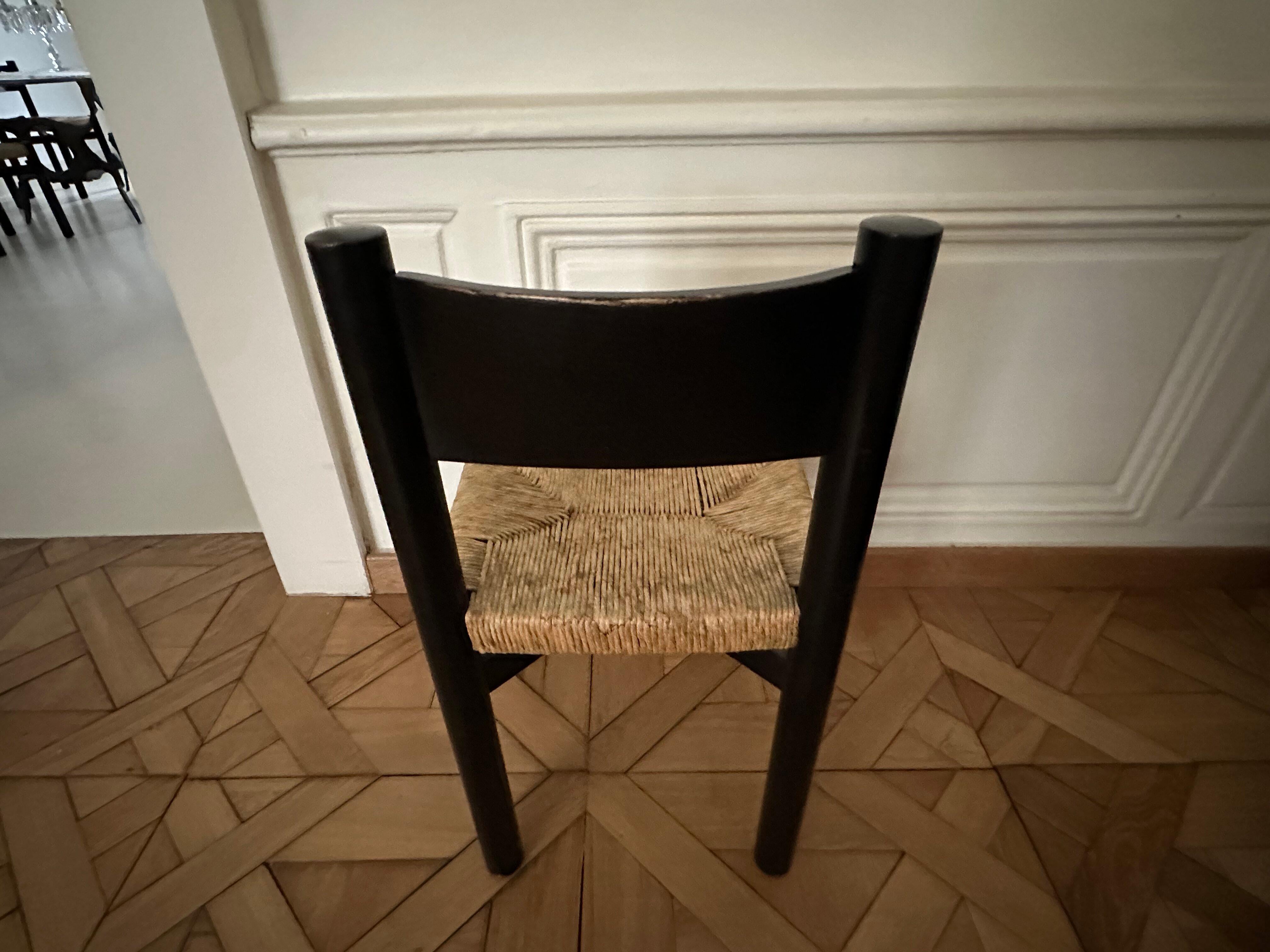 Charlotte Perriand ensemble of 6 black chairs For Sale 1
