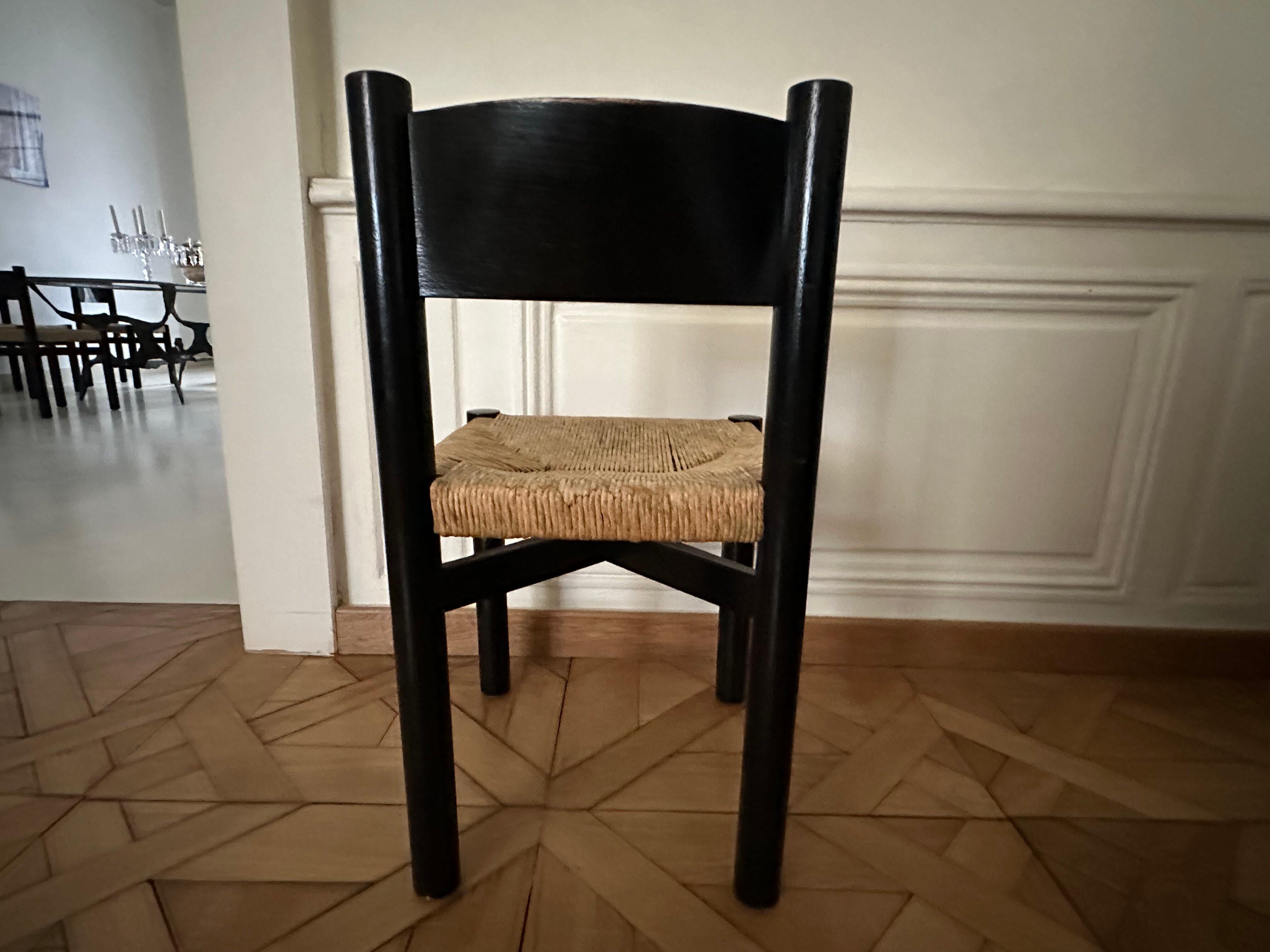 Charlotte Perriand ensemble of 6 black chairs For Sale 2