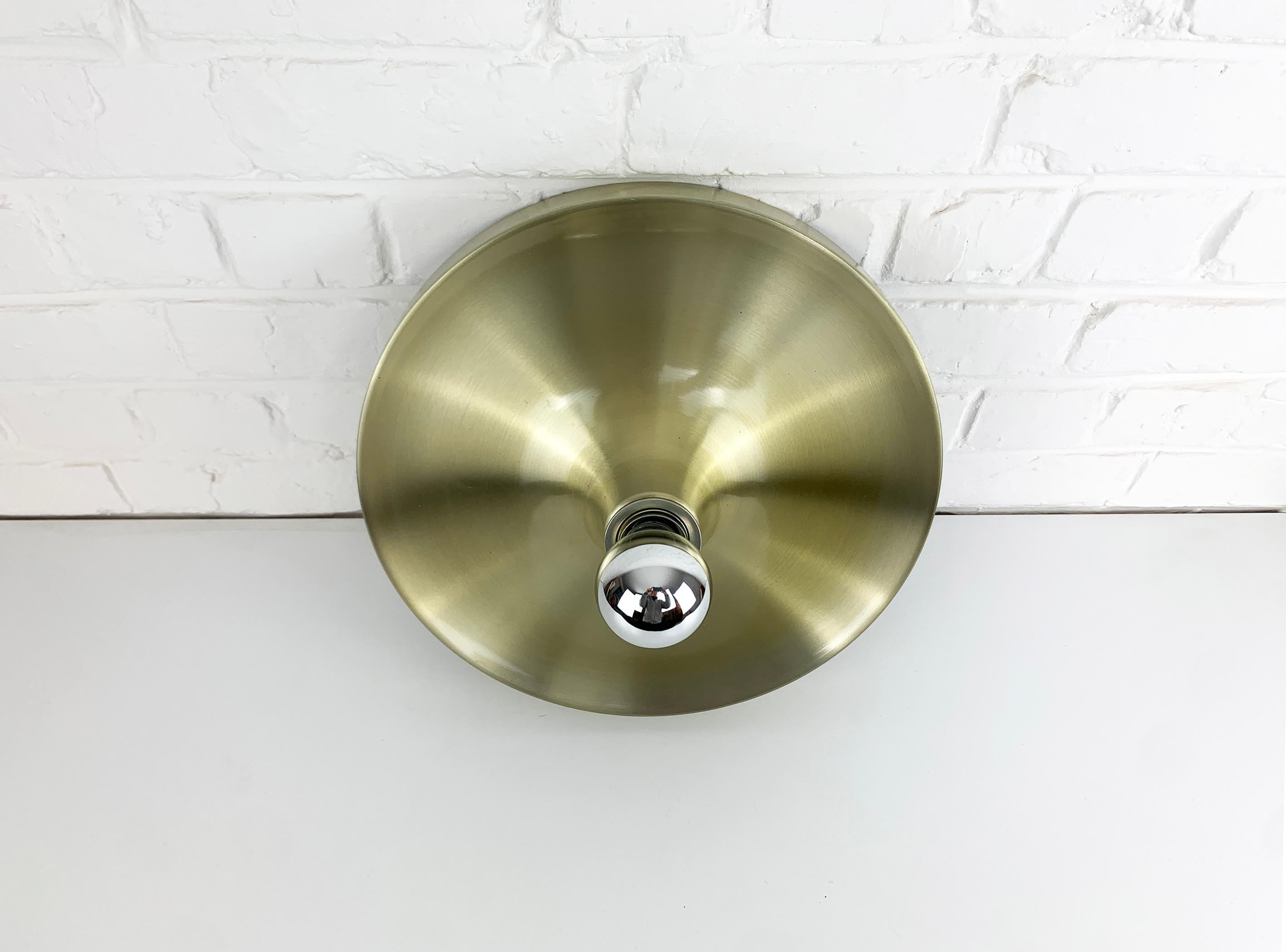 Aluminum Charlotte Perriand Flush Sconce Gold Disc Wall Light, Germany, 1960s For Sale