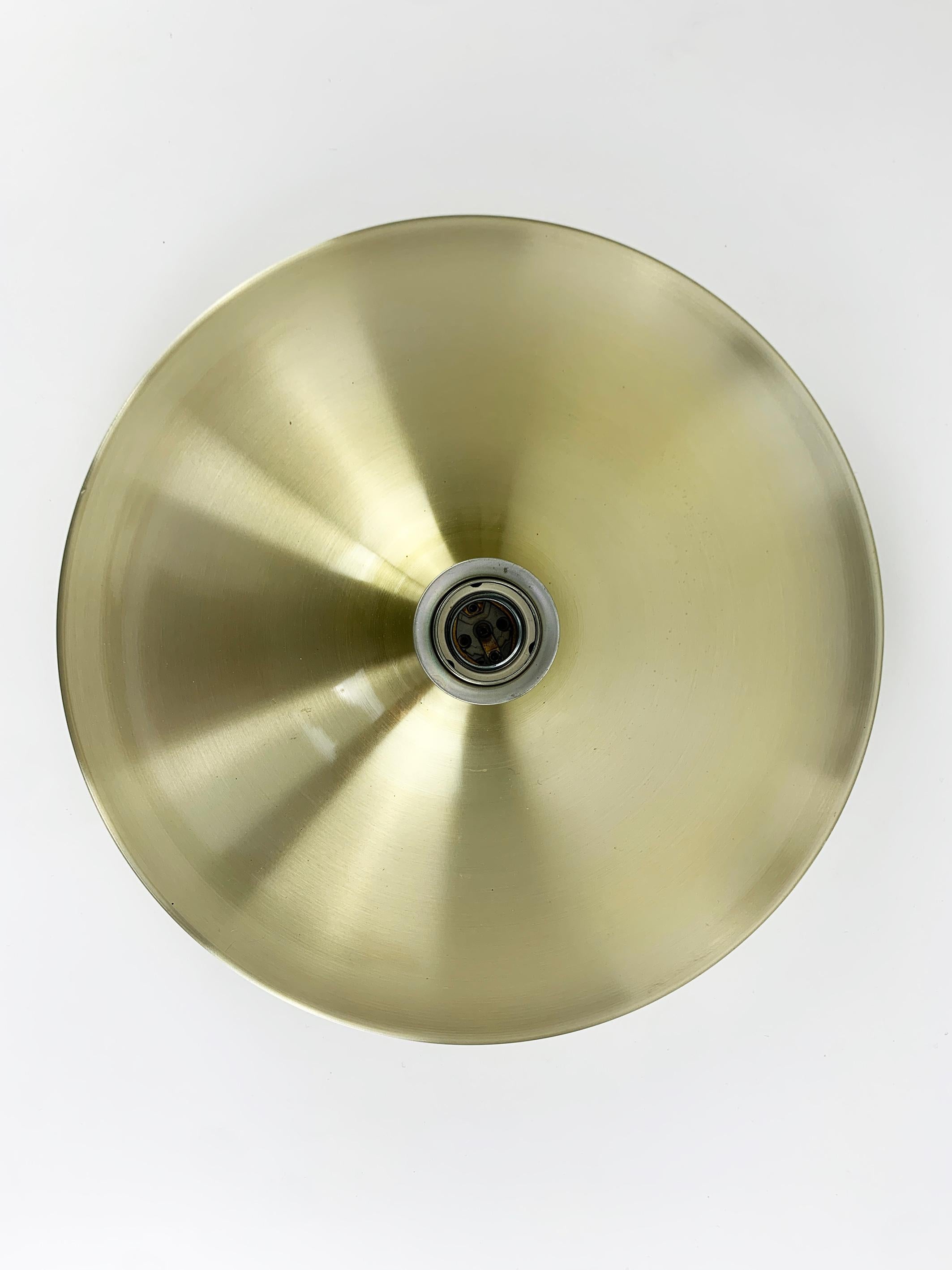 Charlotte Perriand Flush Sconce Gold Disc Wall Light, Germany, 1960s For Sale 1