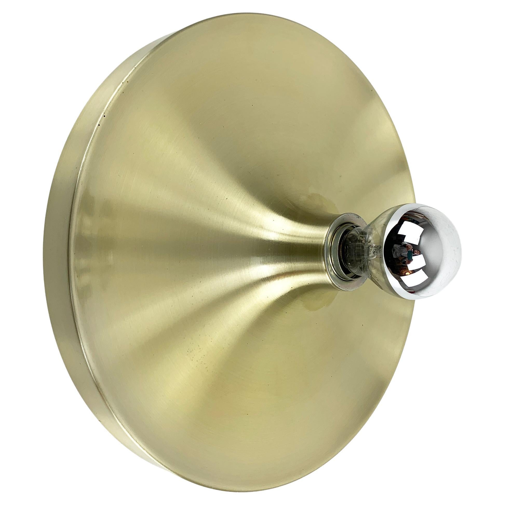 Charlotte Perriand Flush Sconce Gold Disc Wall Light, Germany, 1960s For Sale