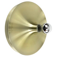 Retro Charlotte Perriand Flush Sconce Gold Disc Wall Light, Germany, 1960s