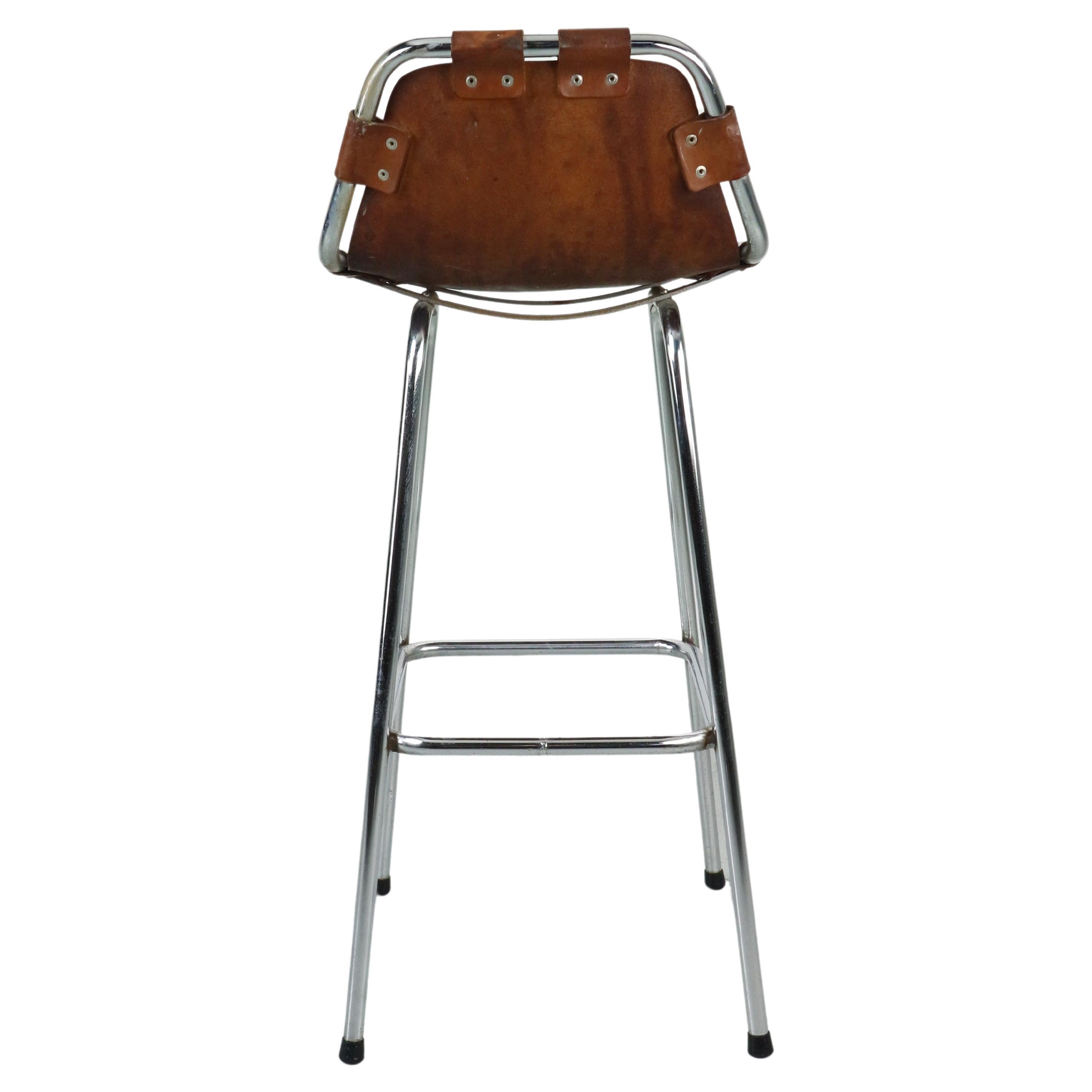 Charlotte Perriand for "Les Arc" Original Leather Barstool, 1960 For Sale