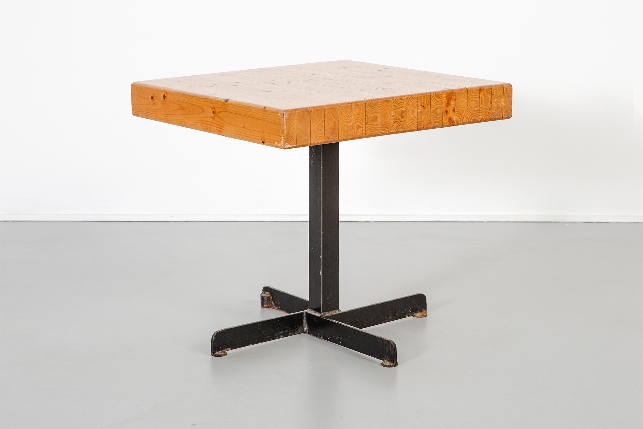 French Charlotte Perriand for Les Arcs Mid-Century Modern Adjustable Square Table For Sale