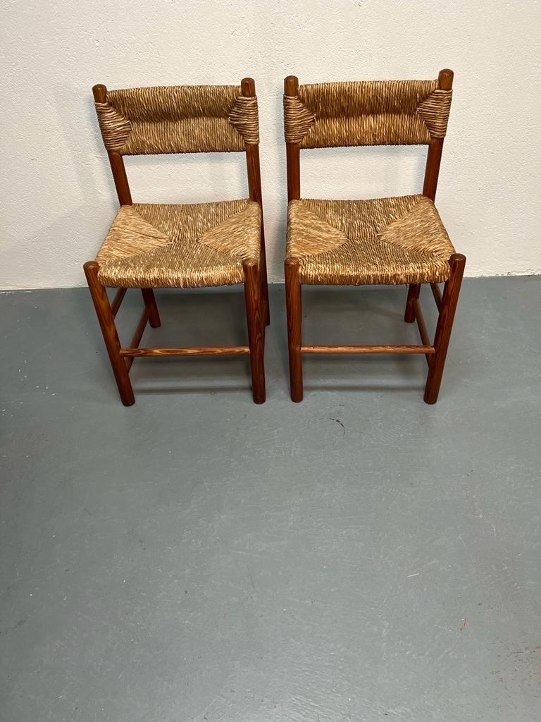 Mid-Century Modern Charlotte Perriand for Sentou Les Arcs Dining Chairs Set of 6 For Sale